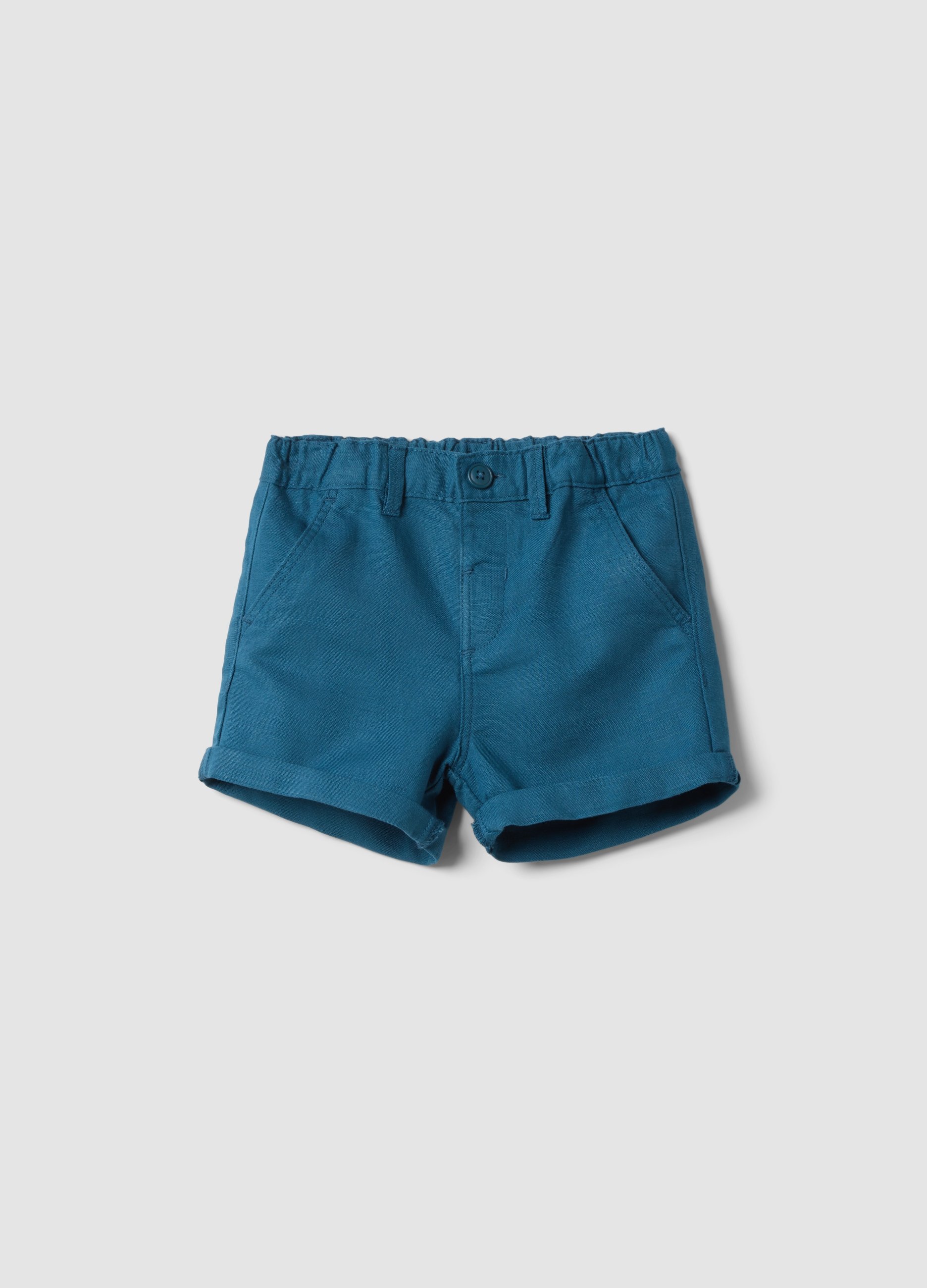 FAGOTTINO, Pantalón Corto Azul De Mezcla De Lino Y Algodón, Niño, Azul, Talla: 12-18
