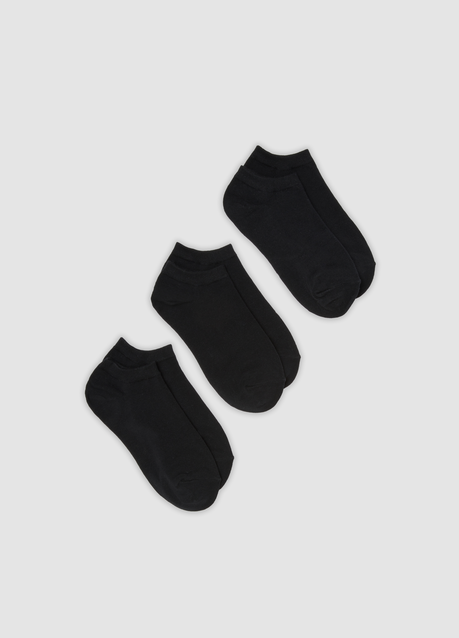 OVS, Tripack Di Calzini Neri Alla Caviglia In Misto Cotone Jersey Organico, Donna, Nero, Taglia: 39-41