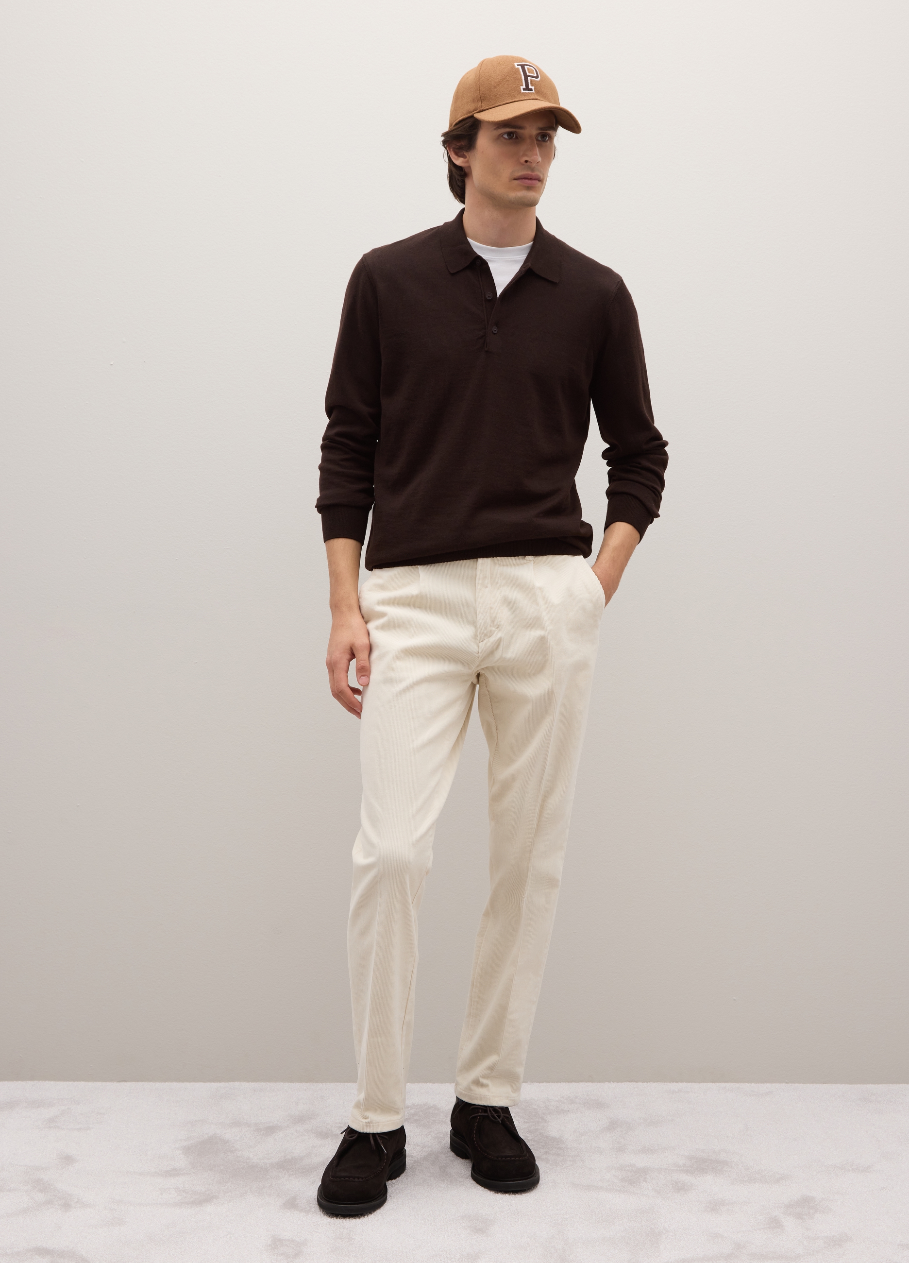 PIOMBO, Pantaloni Bianchi In Velluto A Coste Regular Fit, Uomo, Bianco, Taglia: 54