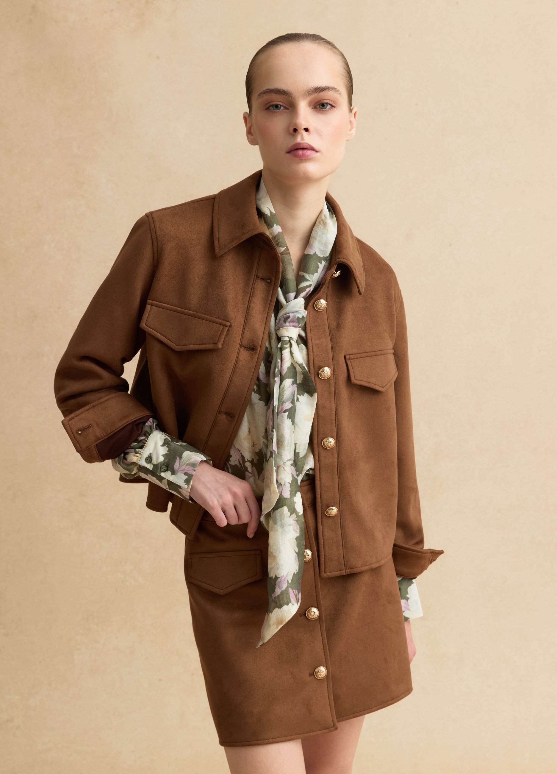 LES COPAINS, Giacca Elegante Marrone Regular Fit Con Bottoni Dorati, Donna, Marrone, Taglia: XS