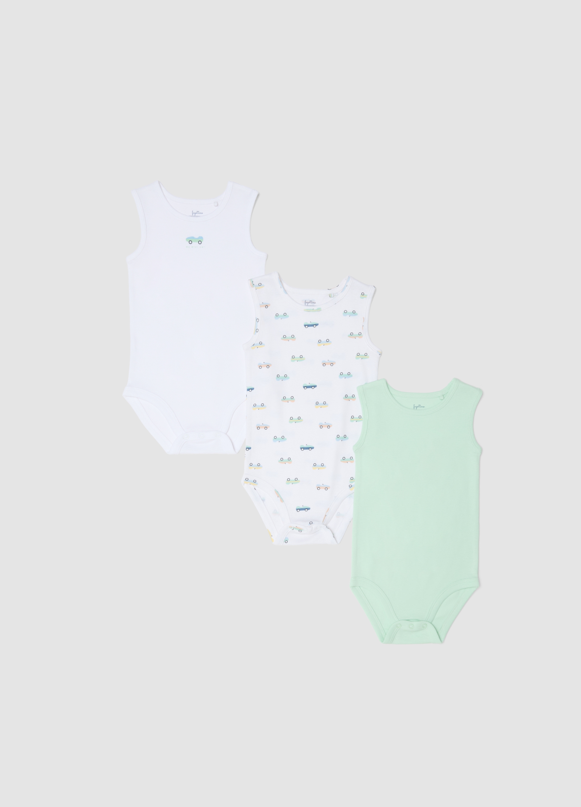 FAGOTTINO, Pack De 3 Bodies Multicolor De Algodón Puro Para Bebé, Niño, Blanco/verde, Talla: 12-18