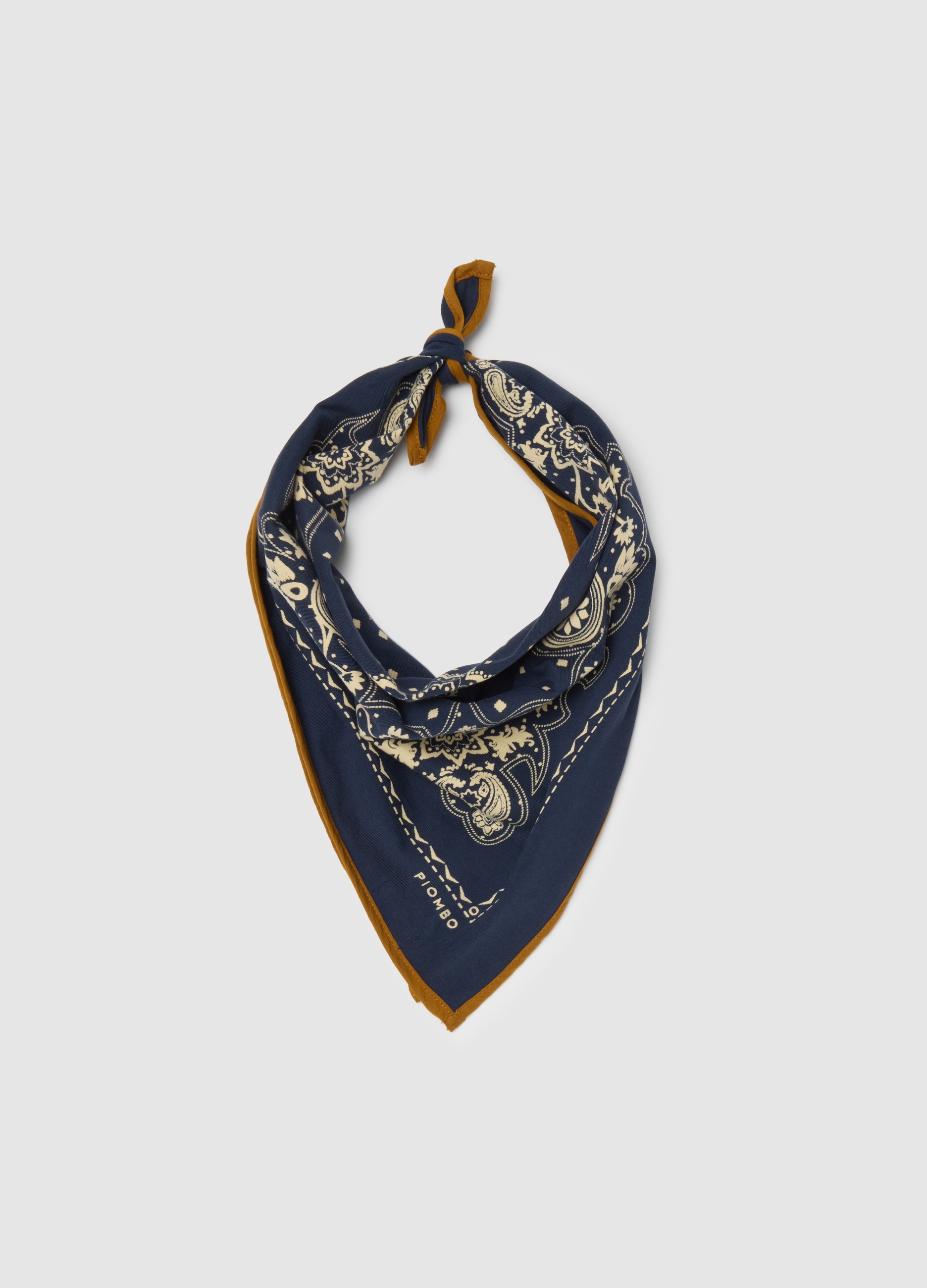 Bandana Con Con Stampa Paisley In Cotone Blu, Hombre, Azul/marrón, Talla: FASUL