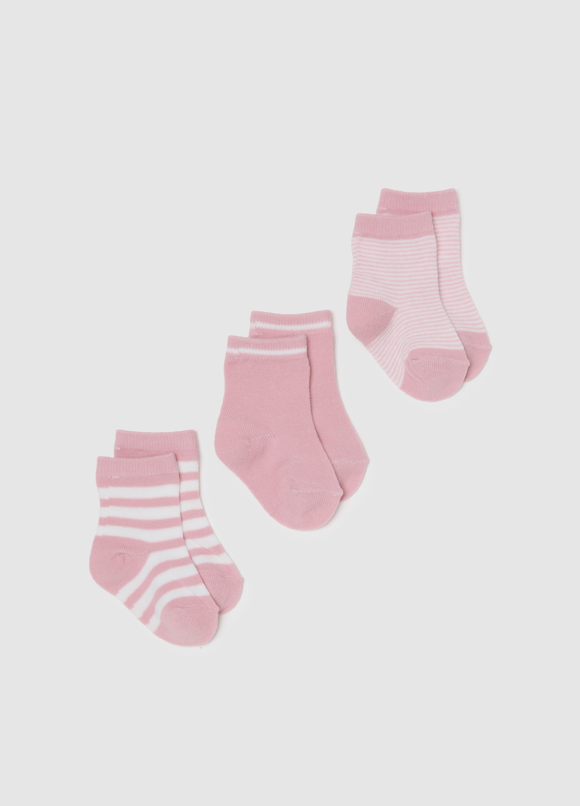 FAGOTTINO, Tripack Di Calzini Da Neonata In Cotone Bianco E Rosa Elasticizzati, Bambina, Multicolor, Taglia: 6-12