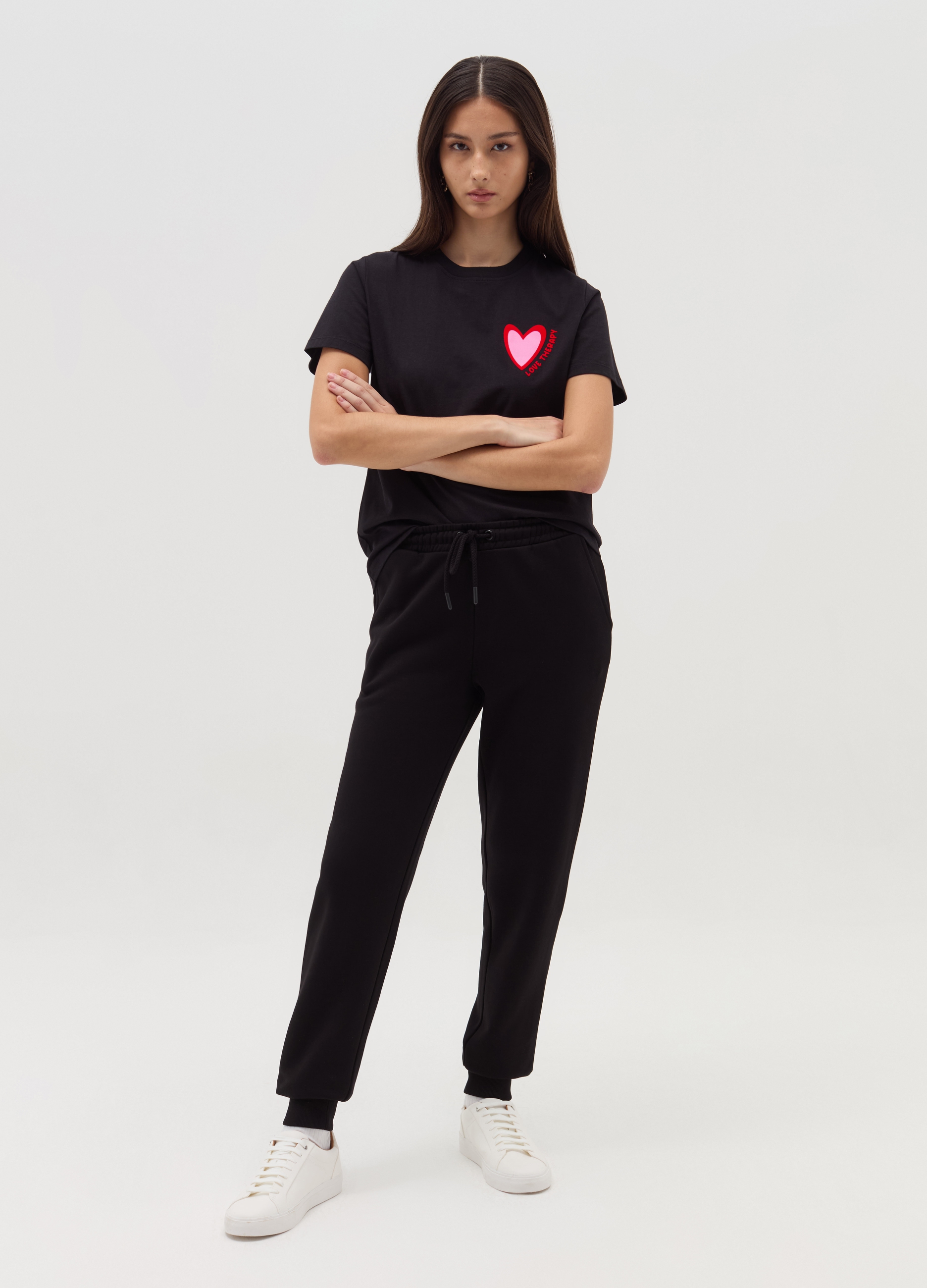 Joggers Essential De Felpa Con Cordón, Mujer, Negro, Talla: 36