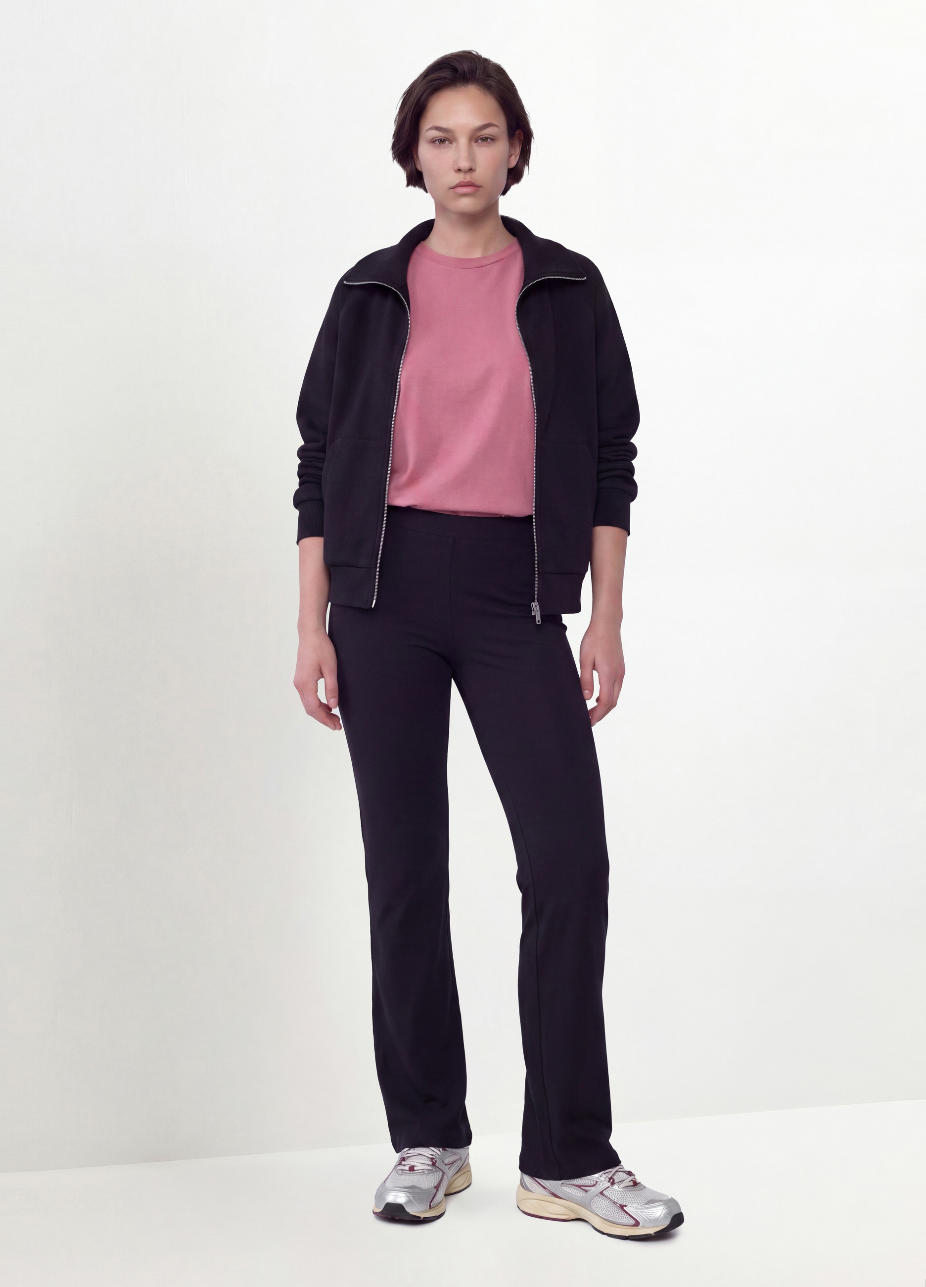 MYA, Leggings Neri Flare In Cotone Elasticizzato, Donna, Nero, Taglia: L