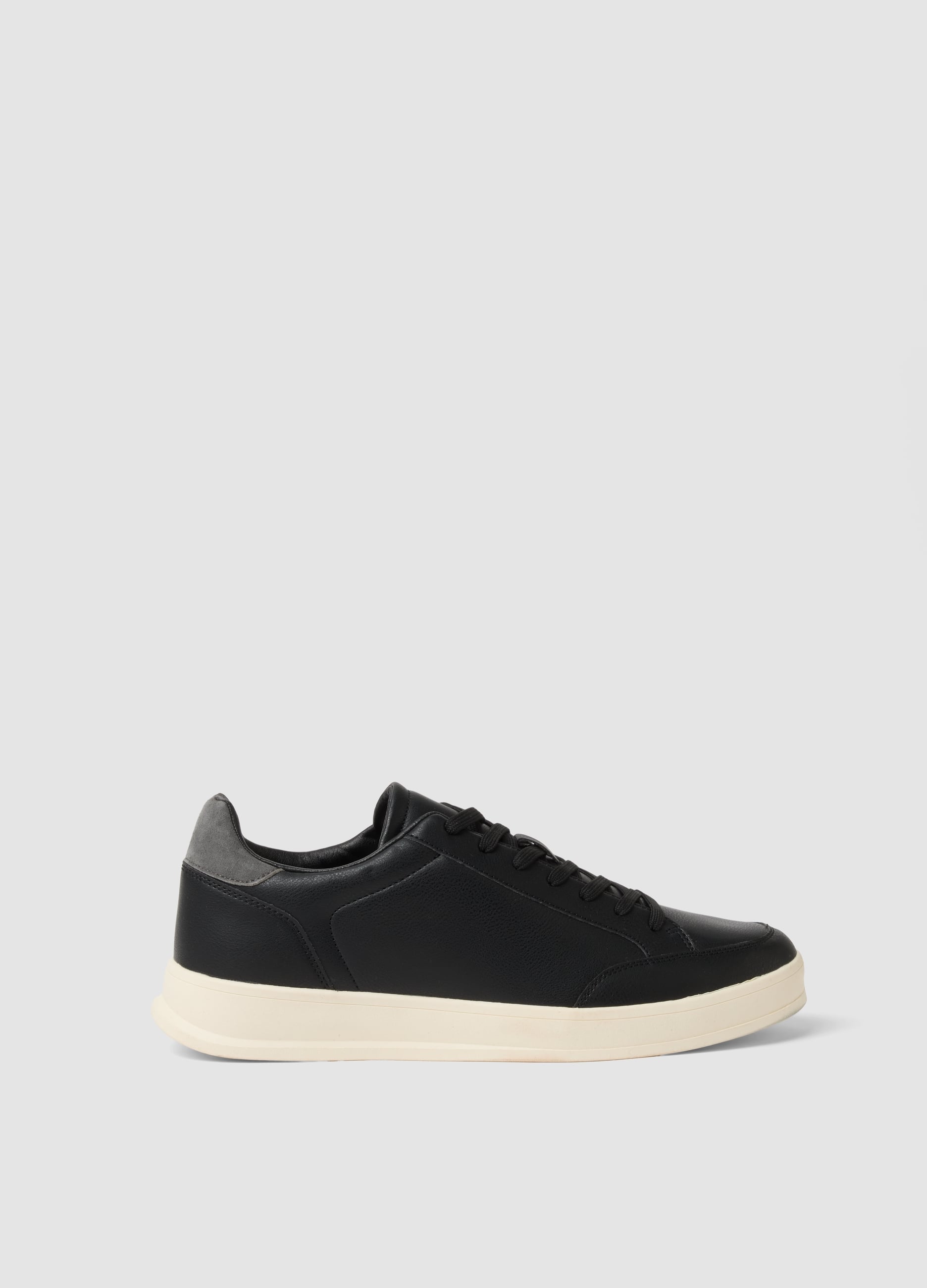 OVS, Sneakers Nere Casual Con Dettaglio Grigio E Suola A Contrasto, Uomo, Nero, Taglia: 45