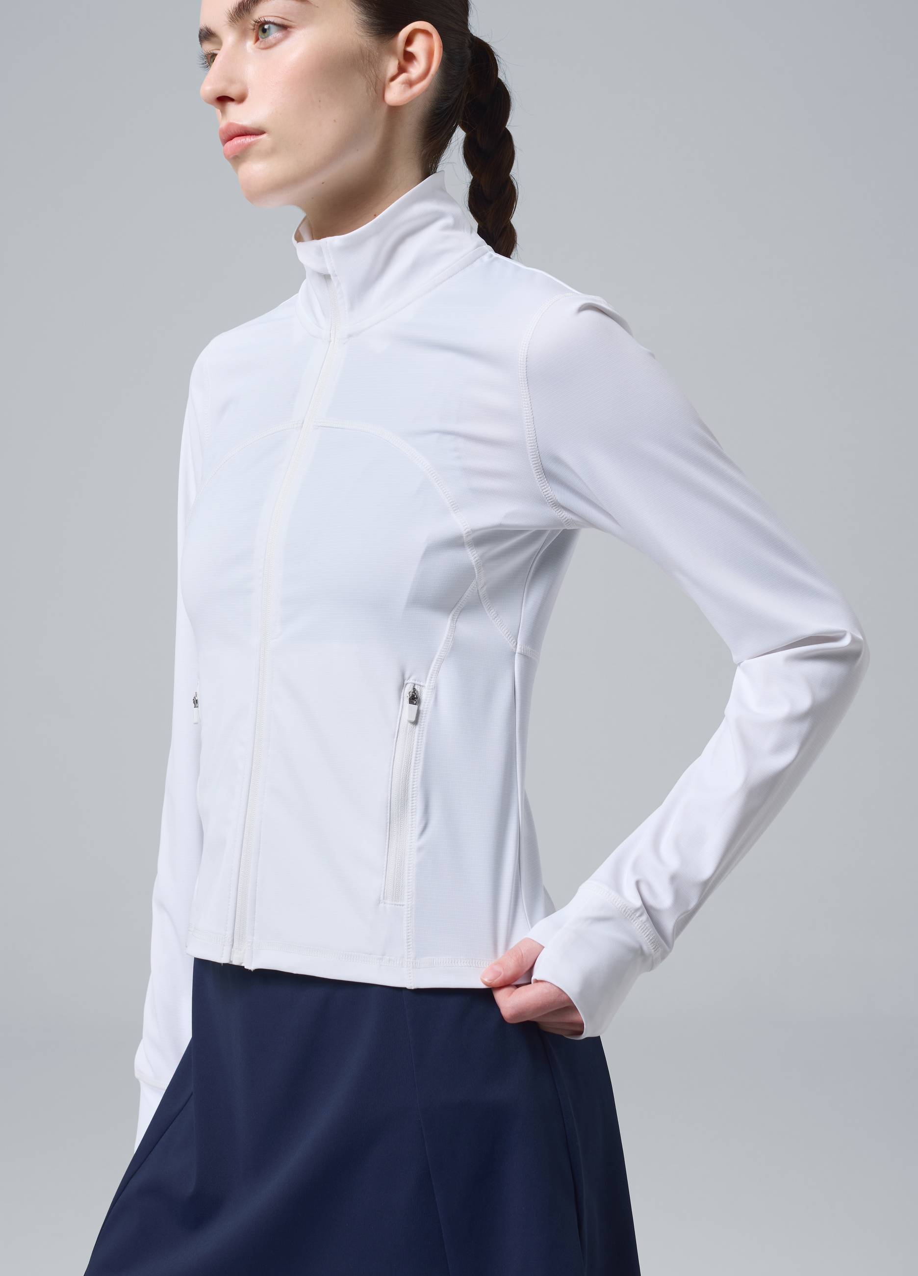 ALTAVIA COURT, Felpa Full Zip Bianca In Tessuto Tecnico Elasticizzato Altavia Court, Donna, Bianco, Taglia: XS