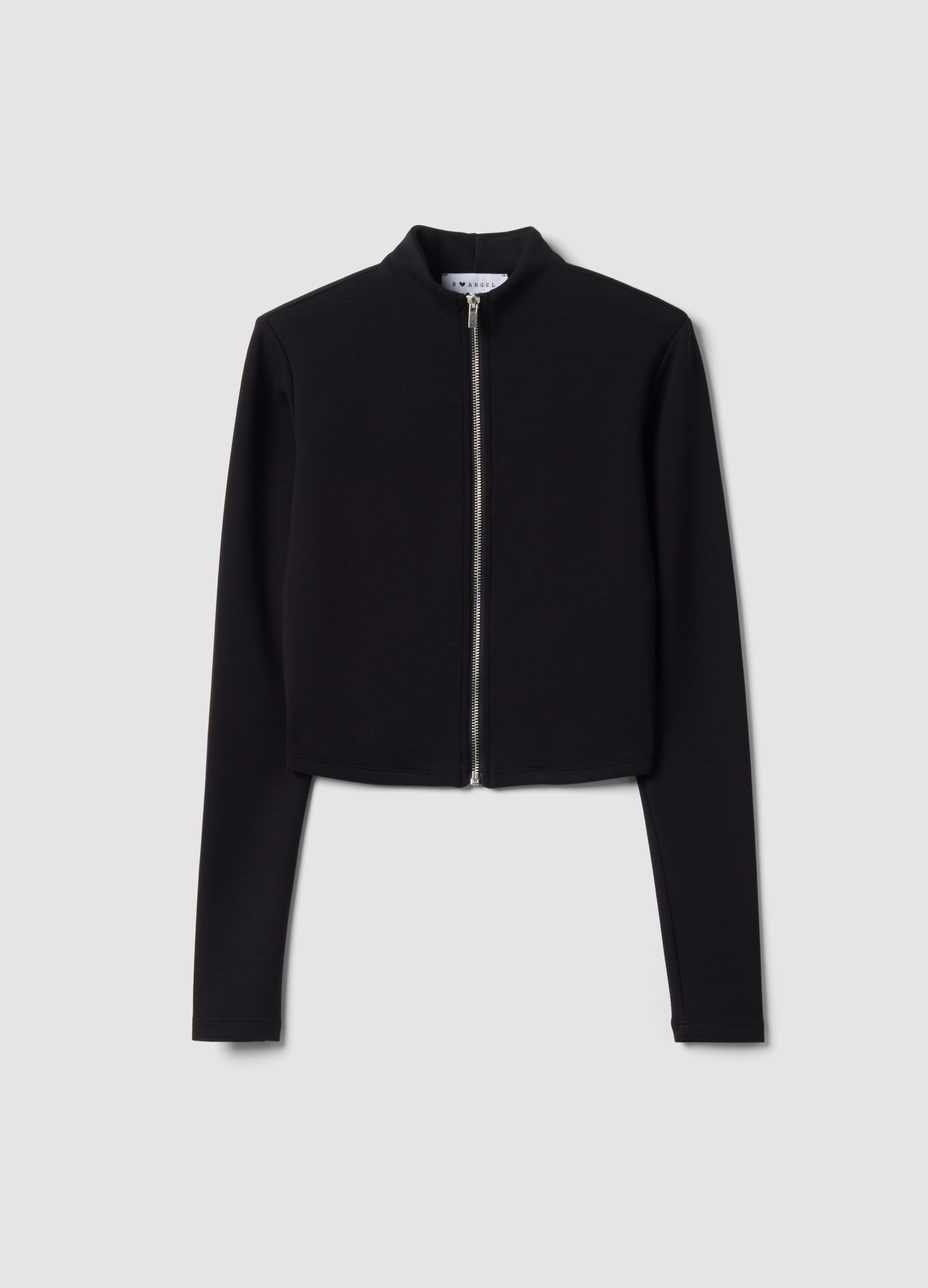 B.ANGEL, Felpa Nera In Modal Elasticizzato Con Collo Rialzato, Donna, Nero, Taglia: L