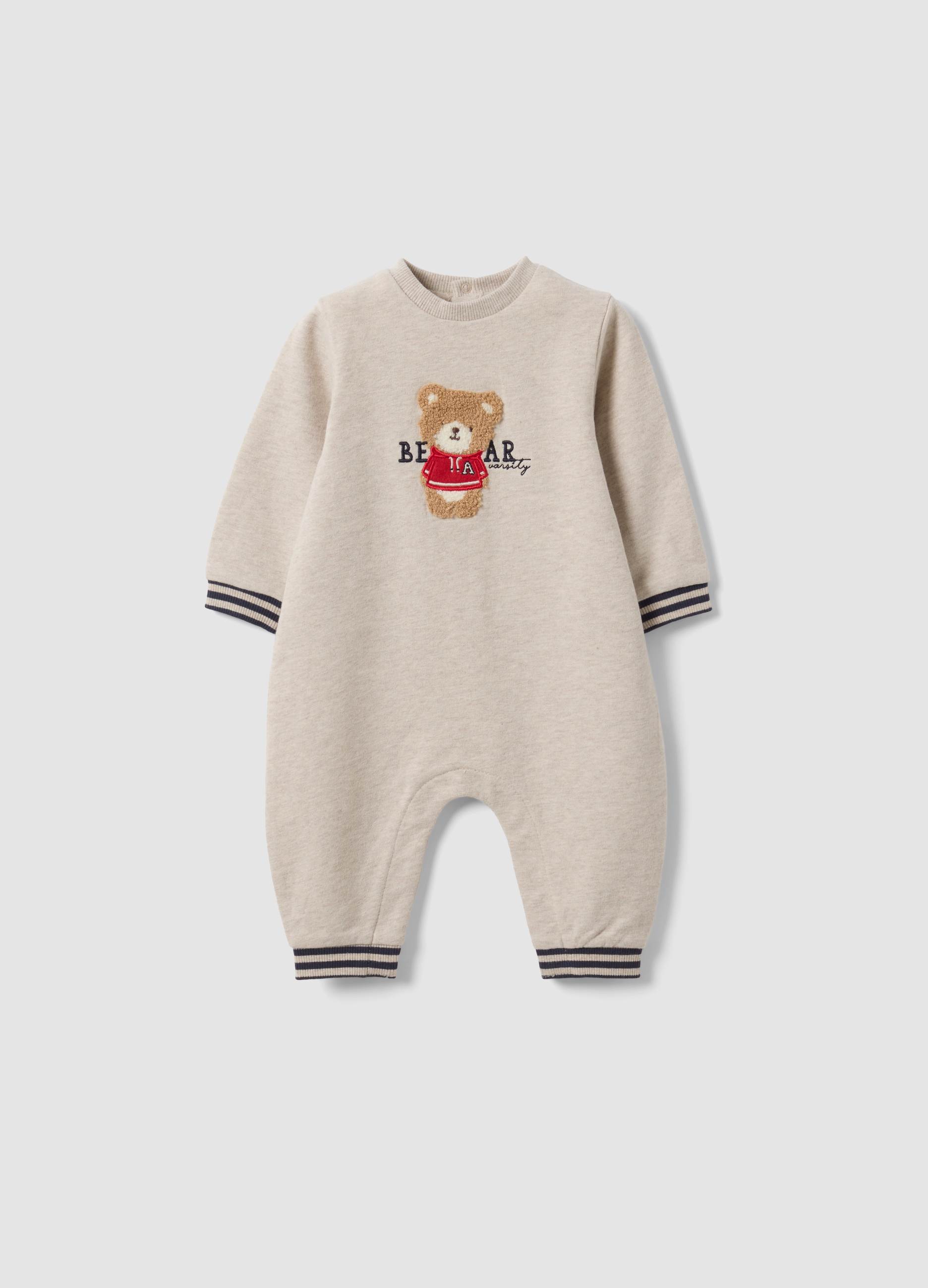 FAGOTTINO, Tutina Beige In Puro Cotone Organico Con Stampa Orsetto Per Neonato, Beige, Taglia: 3-6