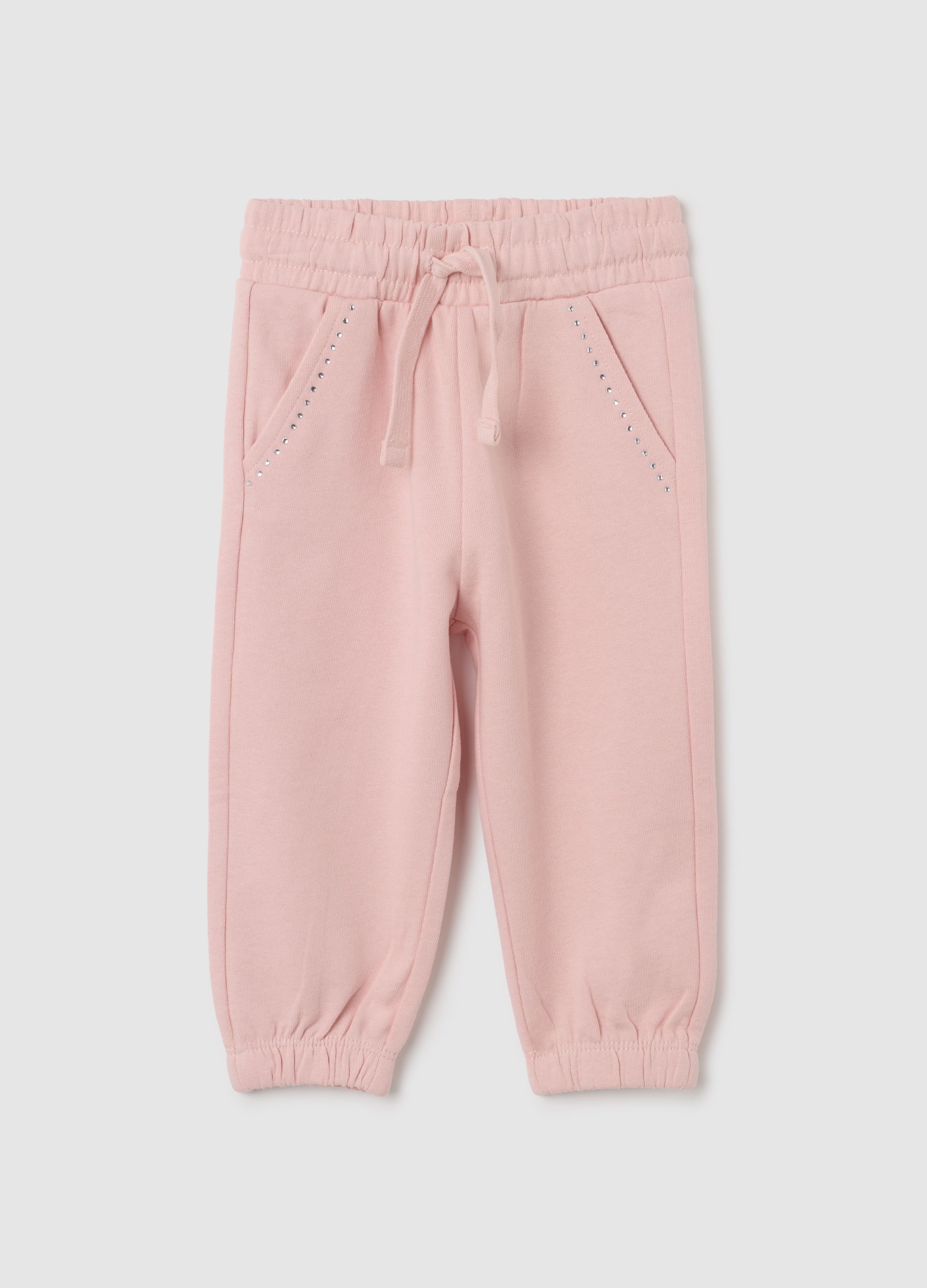 Pantaloni Jogger Da Bambina In Puro Cotone Rosa, Niña, Rosa pastel, Talla: 18-24