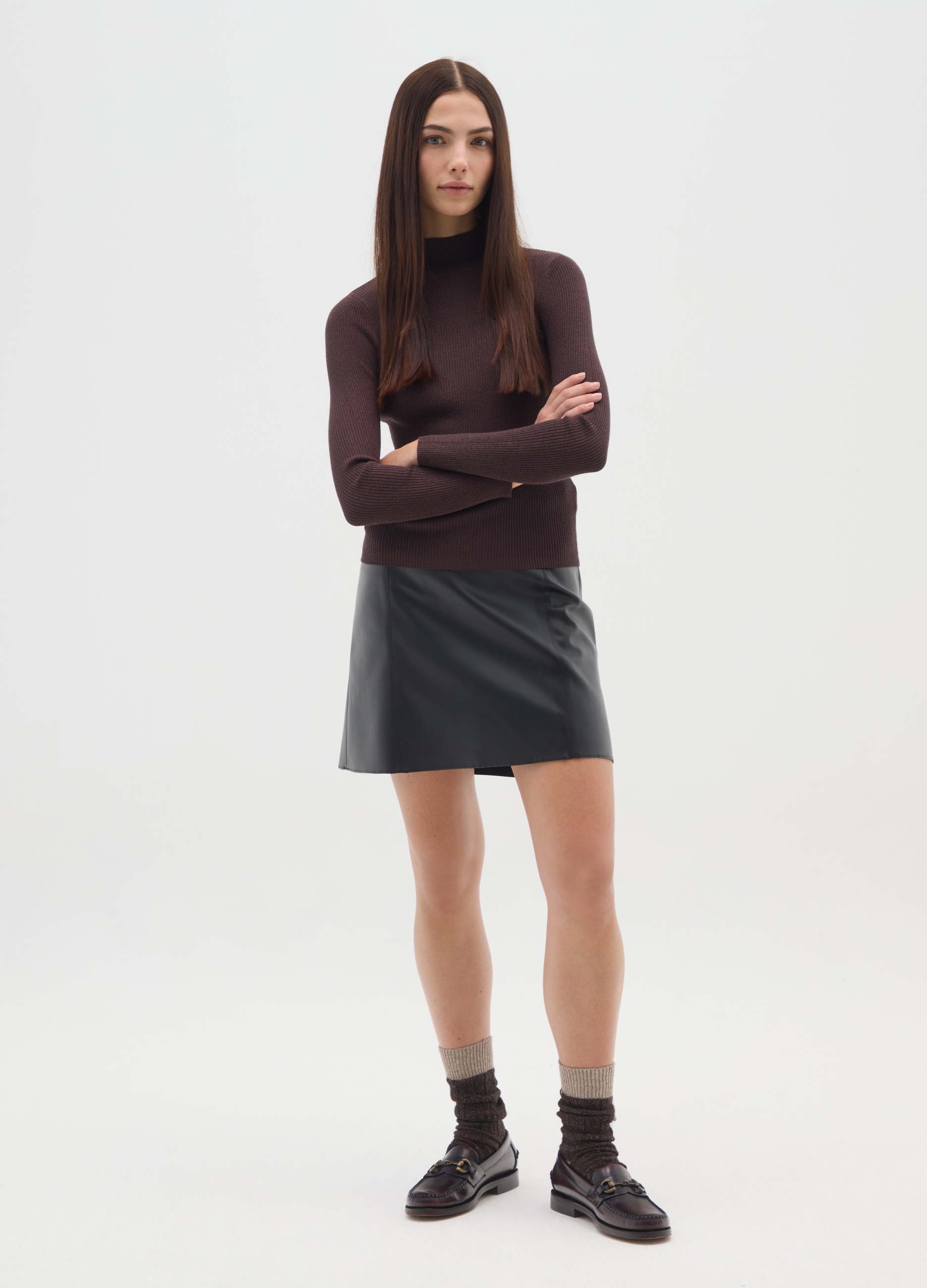 OVS, Maglione A Collo Alto Bordeaux Vestibilità Fitted, Donna, Rosso, Taglia: M