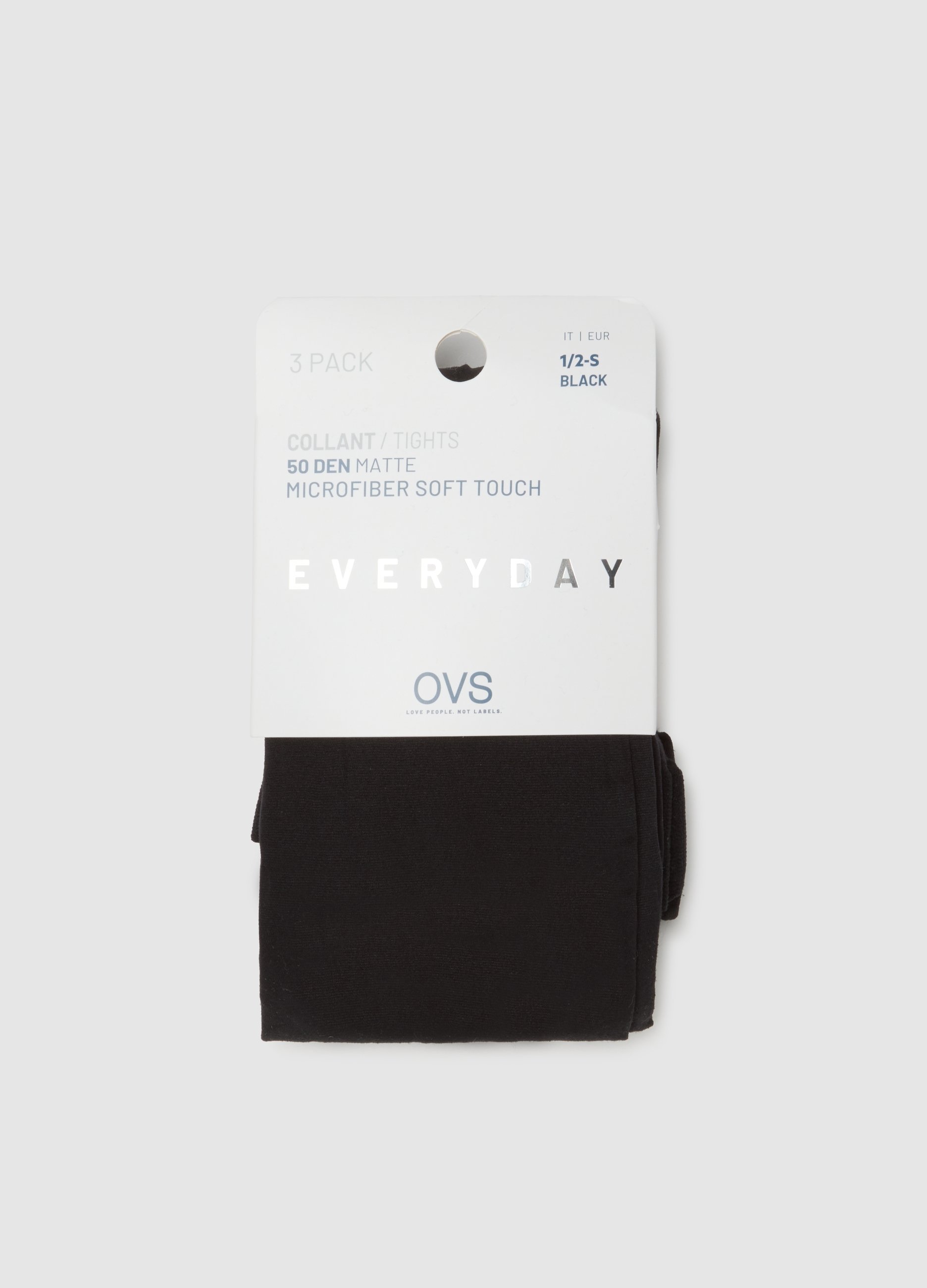 OVS, Tripack Collant Neri Elasticizzati, Donna, Nero, Taglia: M