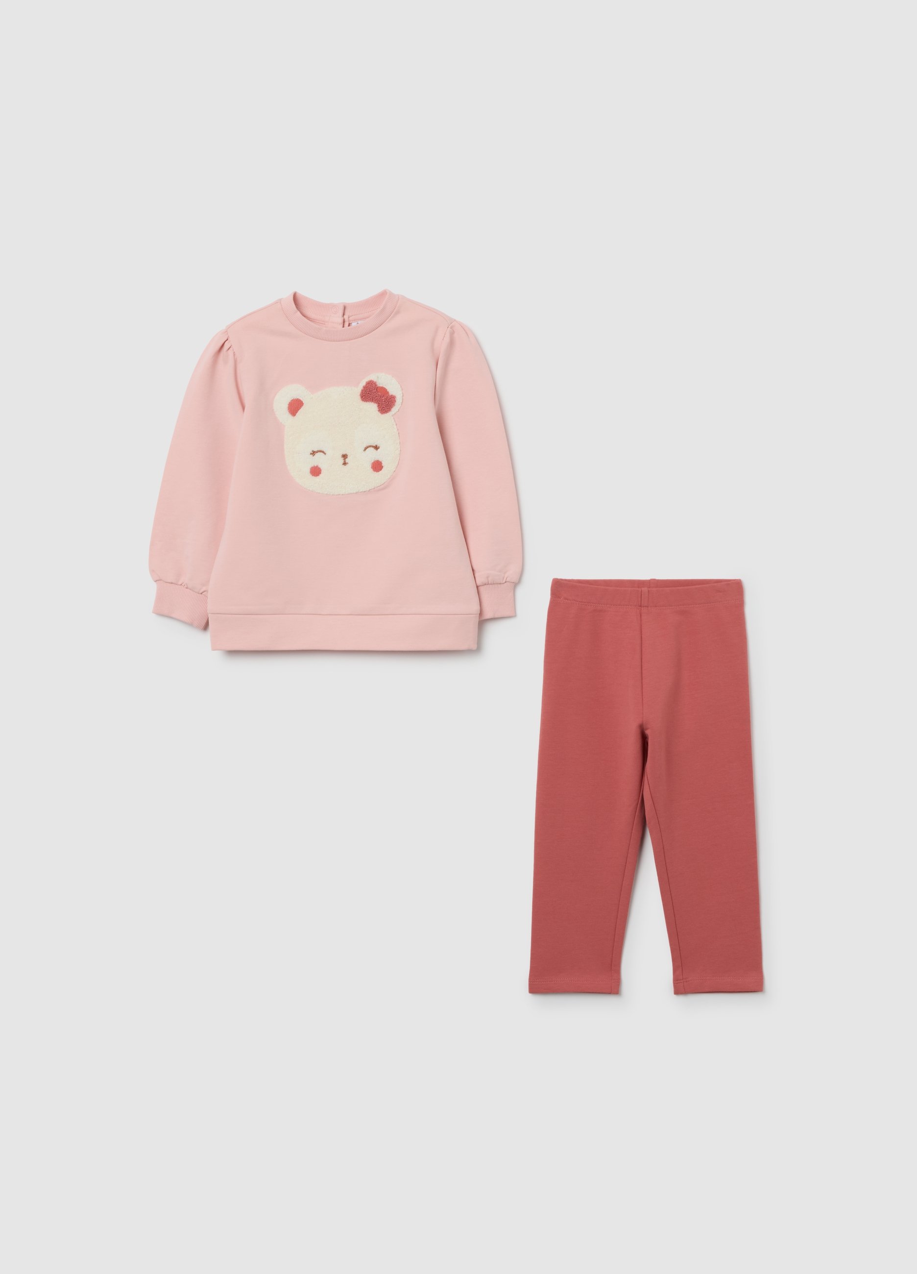 FAGOTTINO, Completo Felpa E Leggings Da Bimba In Cotone Rosa Regular Fit, Bambina, Rosa, Taglia: 18-24