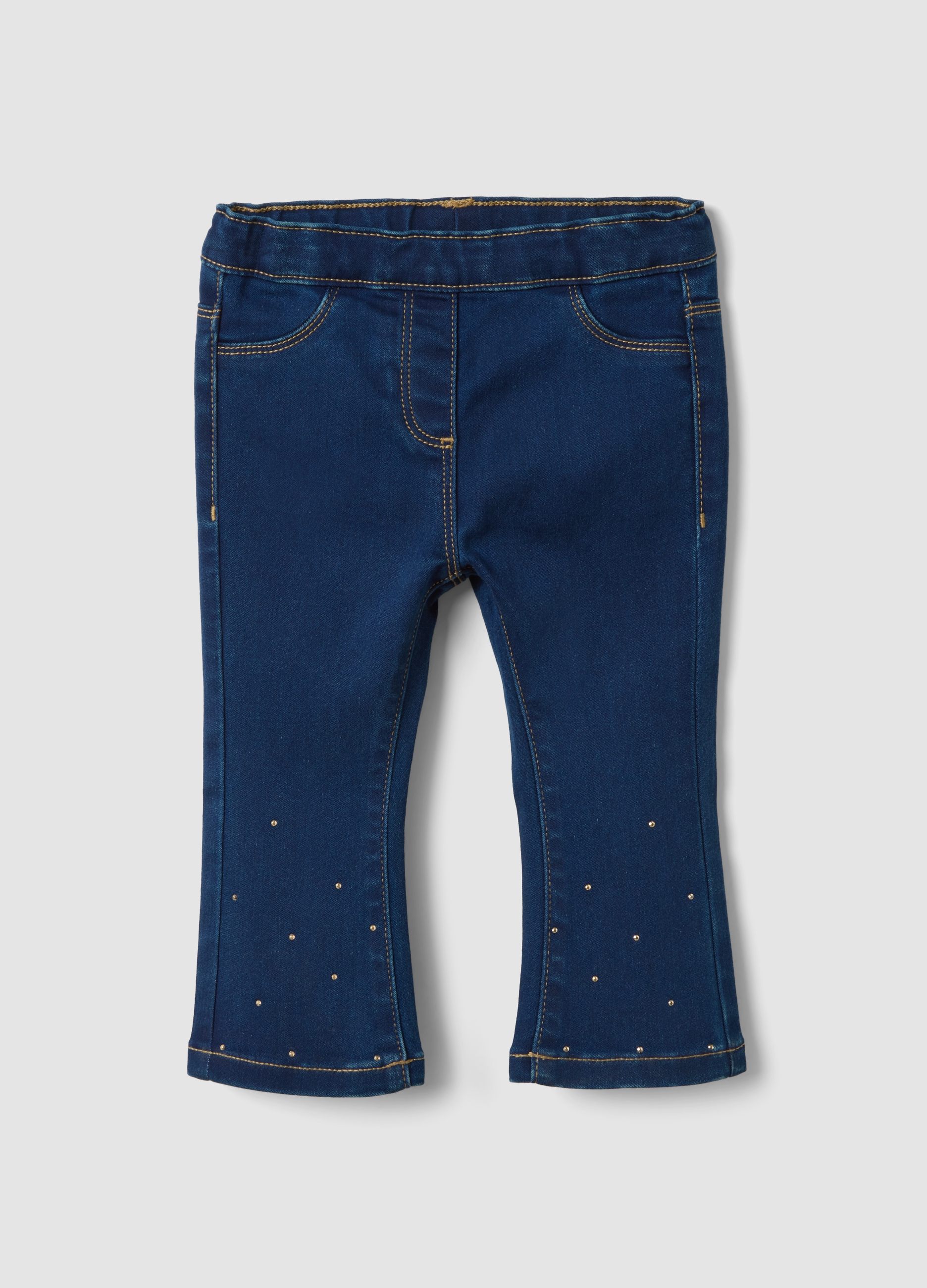 FAGOTTINO, Jeggings Blu In Cotone Elasticizzato Flare Fit Con Brillantini Per Bimba, Bambina, Blu, Taglia: 18-24