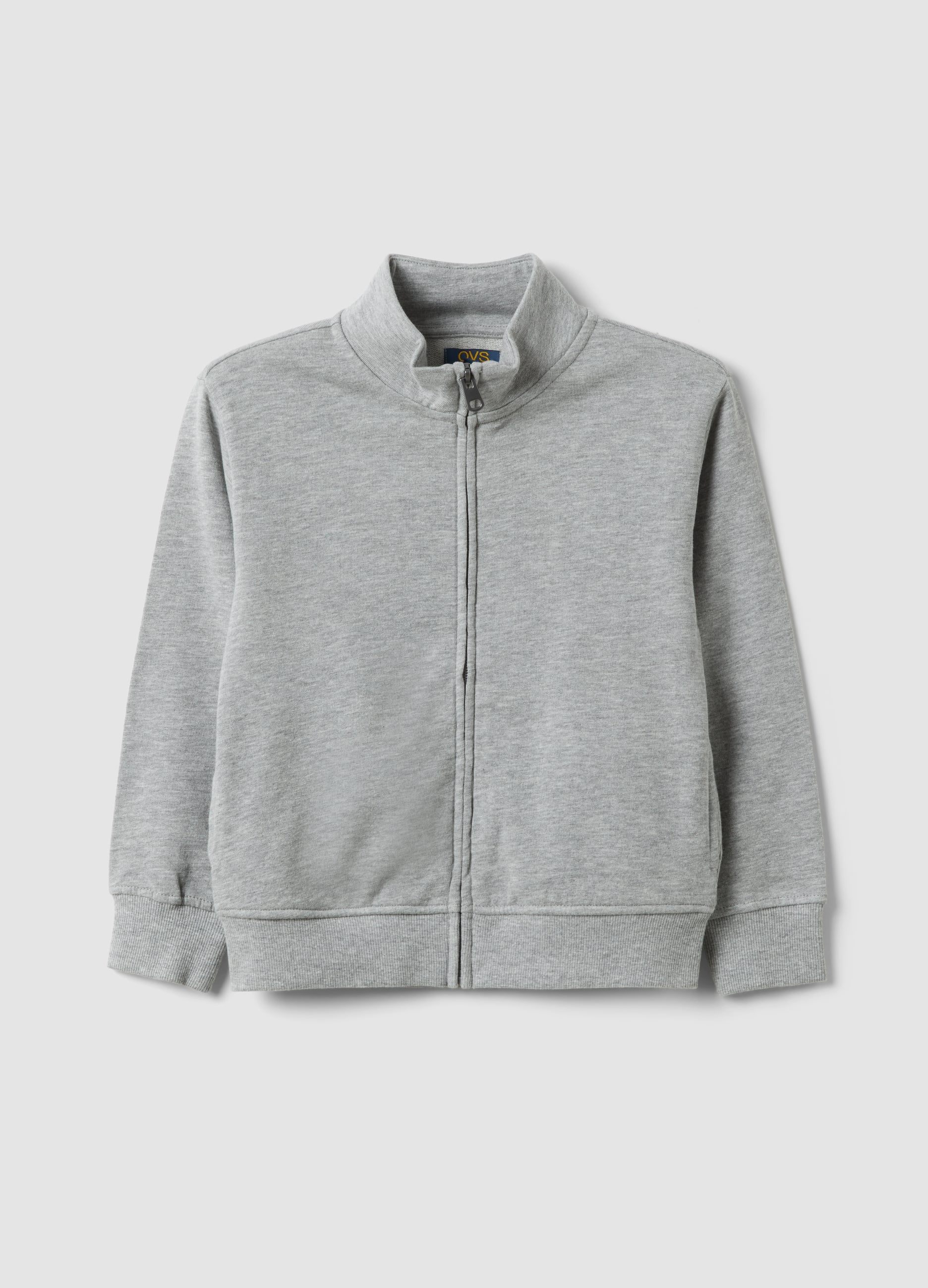 OVS KIDS, Felpa Grigia In Puro Cotone Organico Con Collo Rialzato Per Bambino, Grigio, Taglia: 4-5