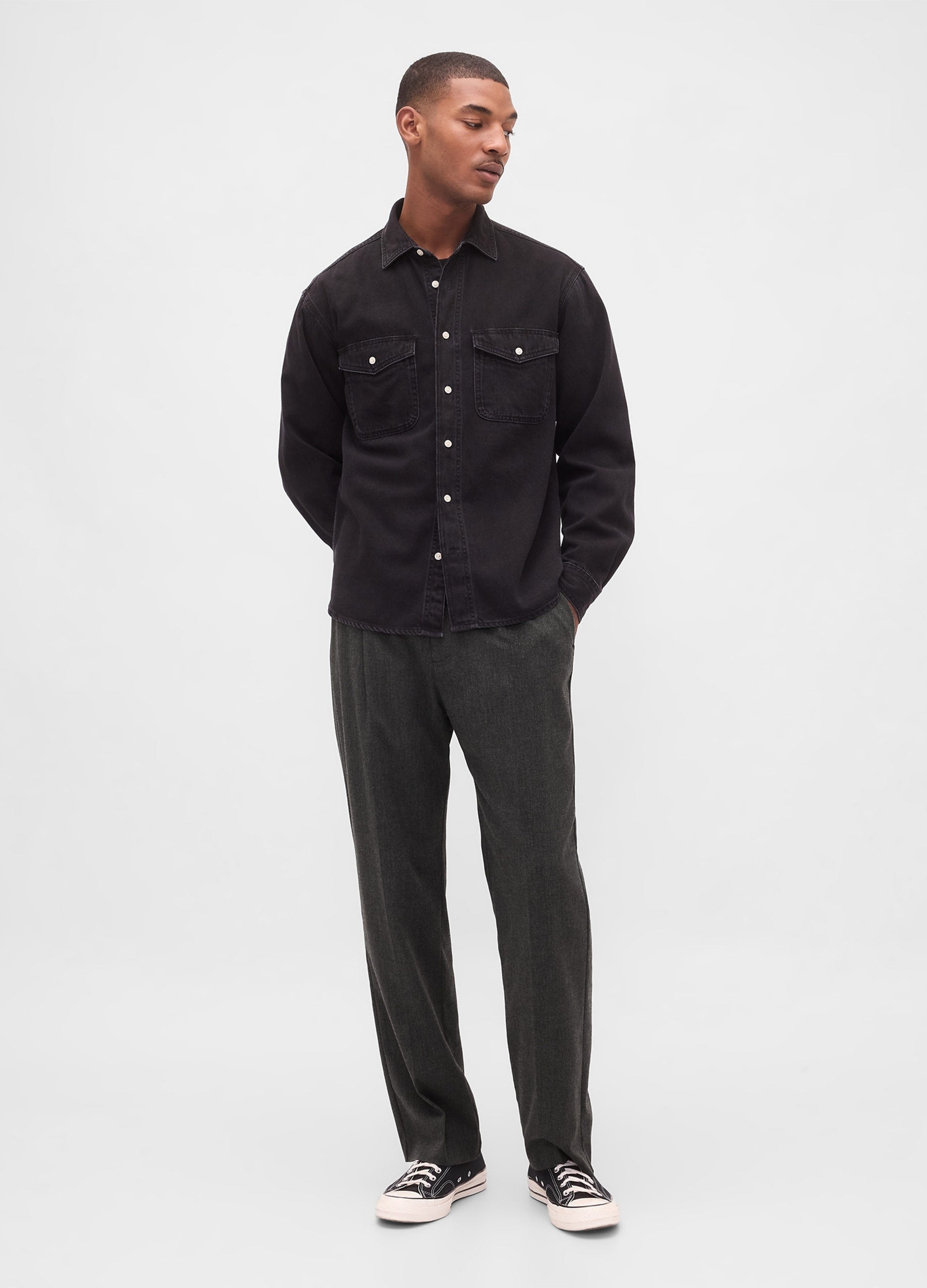 GAP, Pantaloni Straight In Misto Viscosa E Lana, Uomo, Grigio, Taglia: 28 x 30
