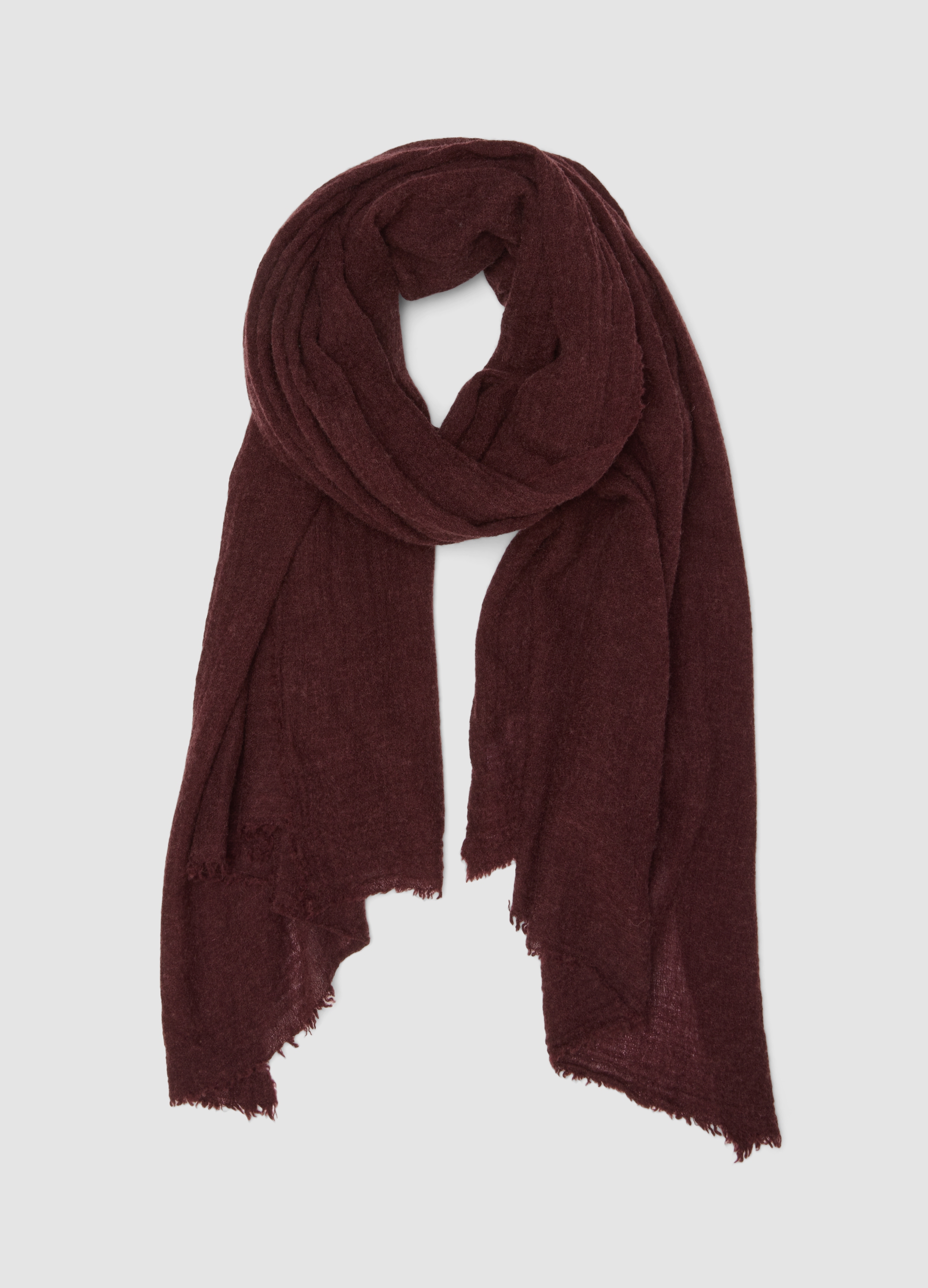 LES COPAINS, Sciarpa Rossa In Misto Lana Con Bordi Sfrangiati, Donna, Rosso, Taglia: ONE SIZE