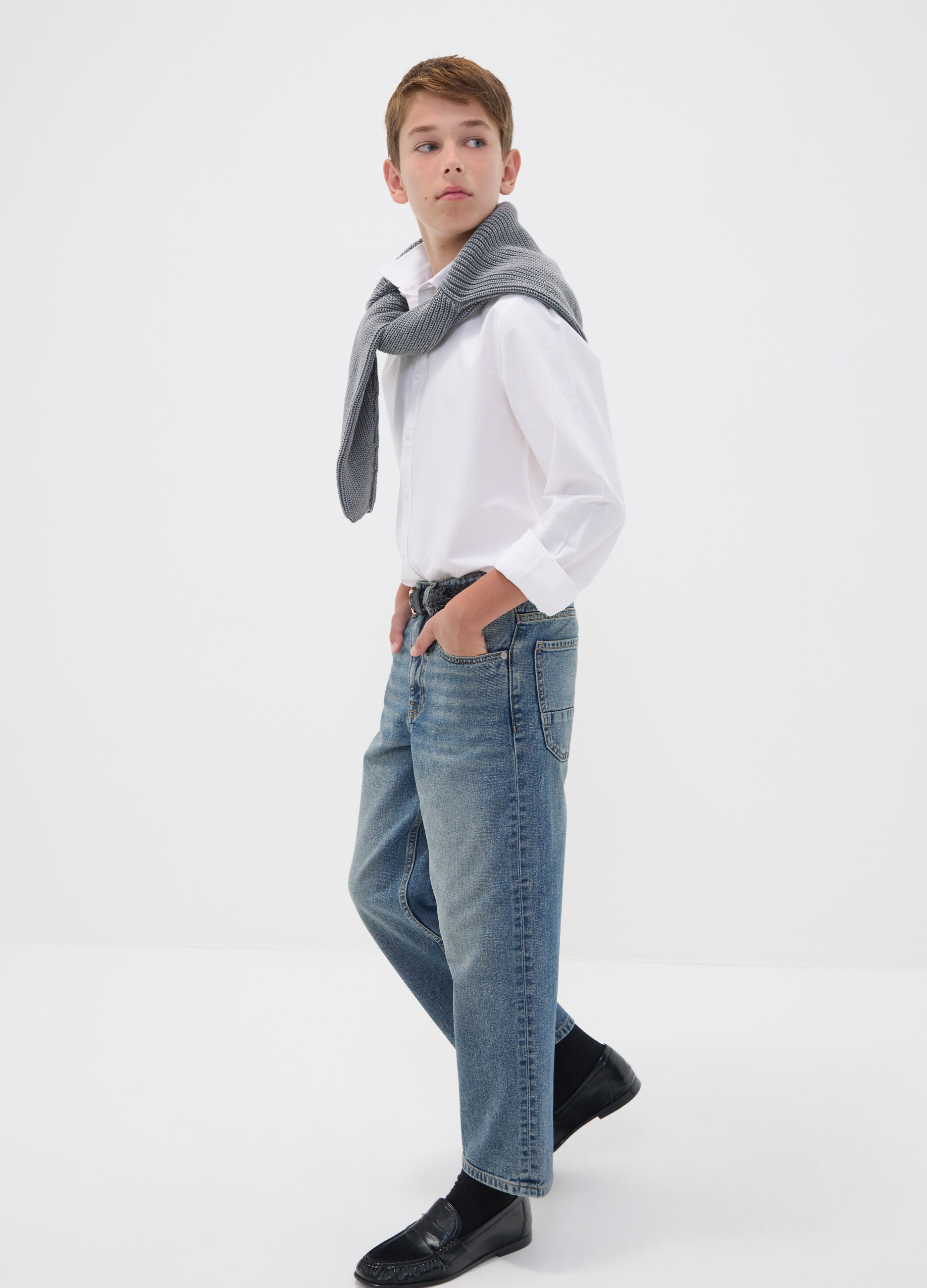 REPUBLIC OF DENIM, Jeans Denim In Puro Cotone Con Vita Elasticizzata Skater Fit Per Ragazzo, Bambino, Blu, Taglia: 11-12