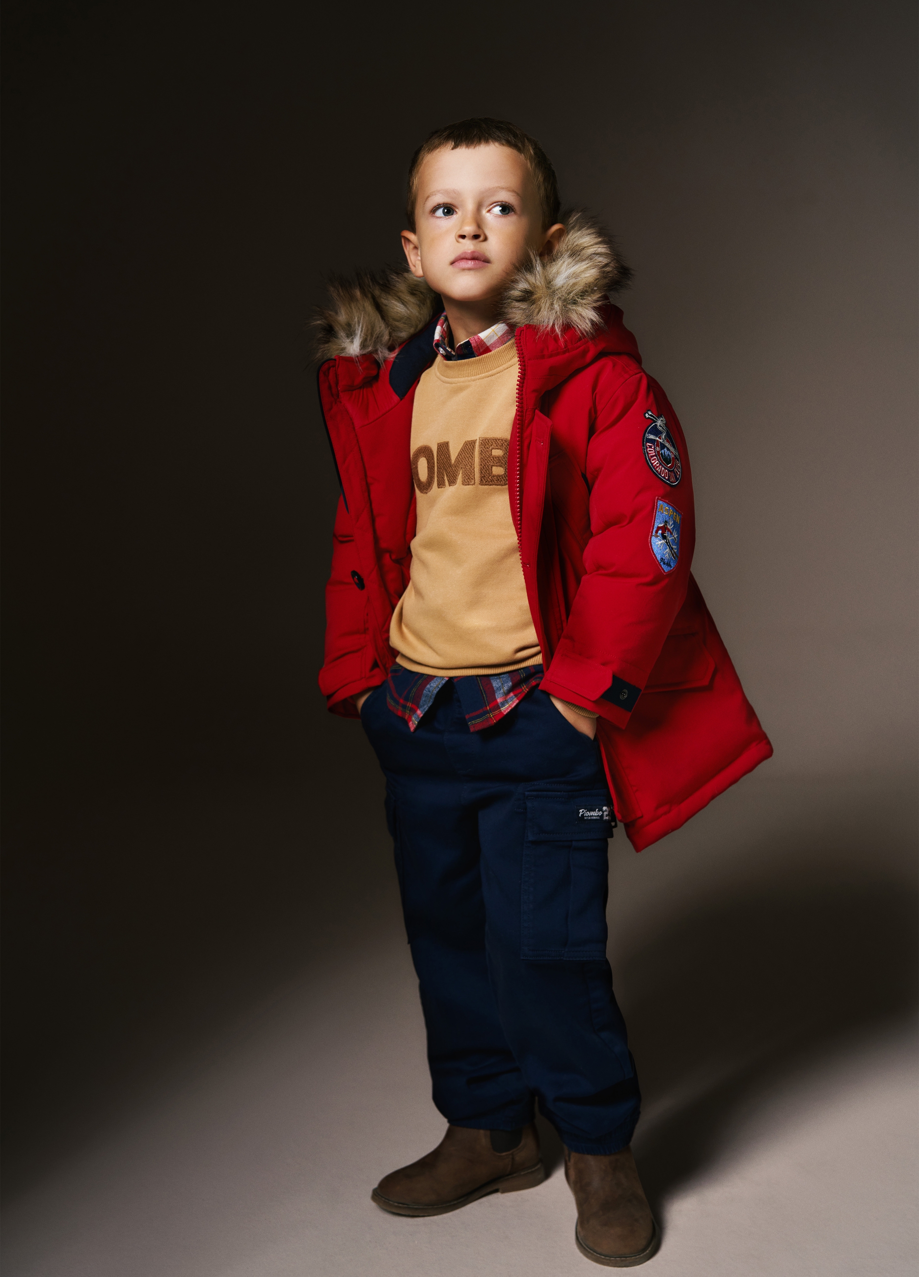 PIOMBO KIDS, Pantaloni Baggy Da Bambino In Cotone Elasticizzato Blu, Blu, Taglia: 4