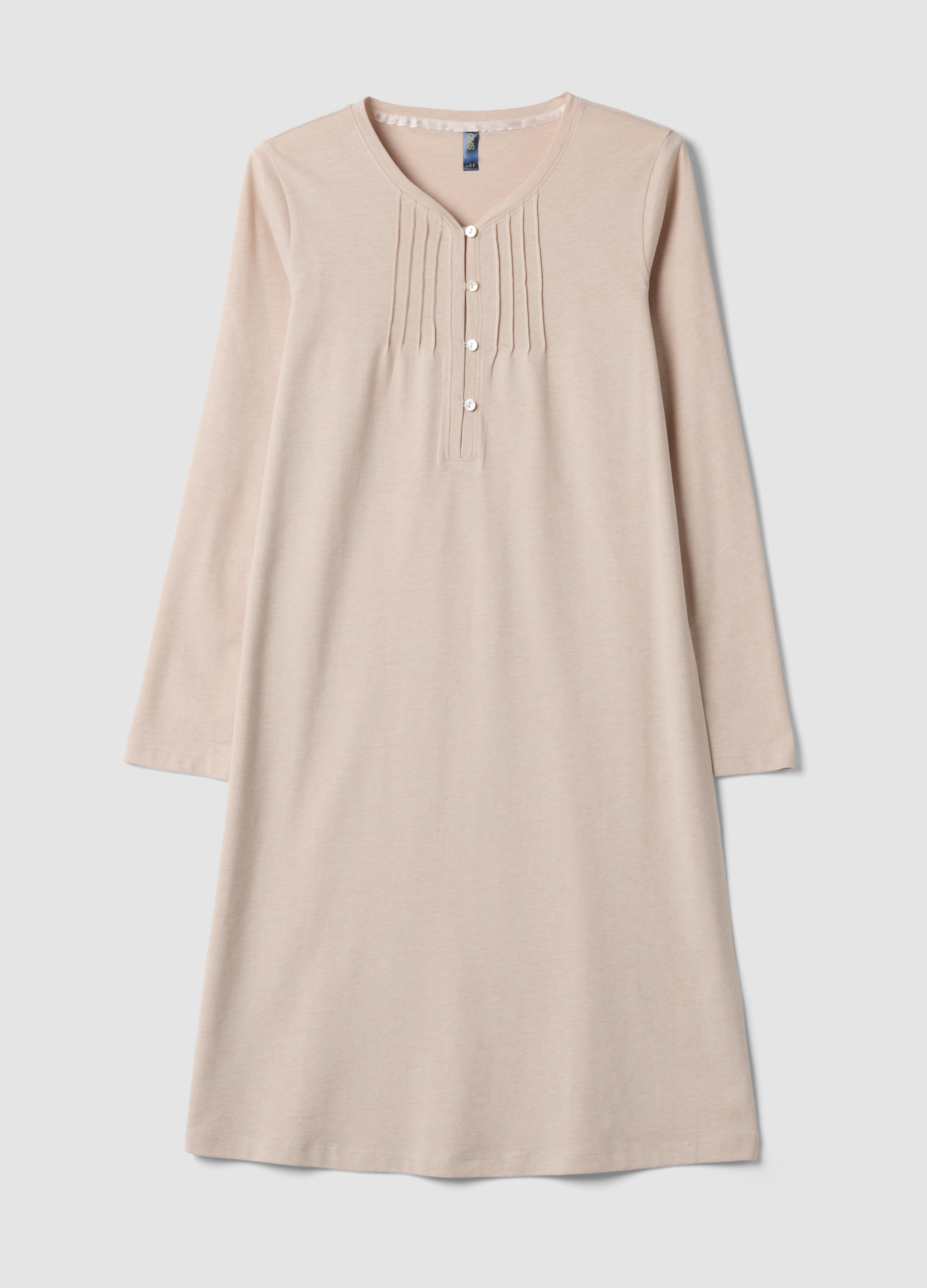 OVS, Camicia Da Notte Beige In Misto Cotone Organico Con Scollo A V, Donna, Rosa, Taglia: 48