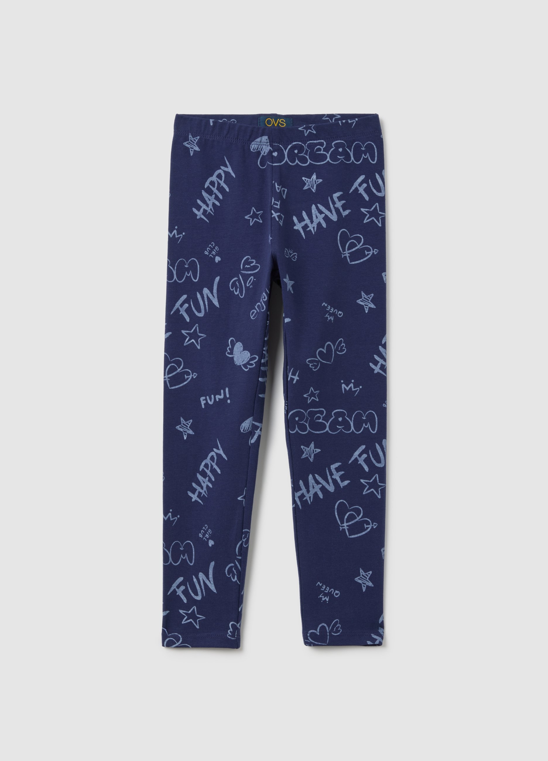 OVS, Mädchens Leggings Aus Blauem Elastischem Baumwollstoff, Mädchen, Blau, Größe: 3-4