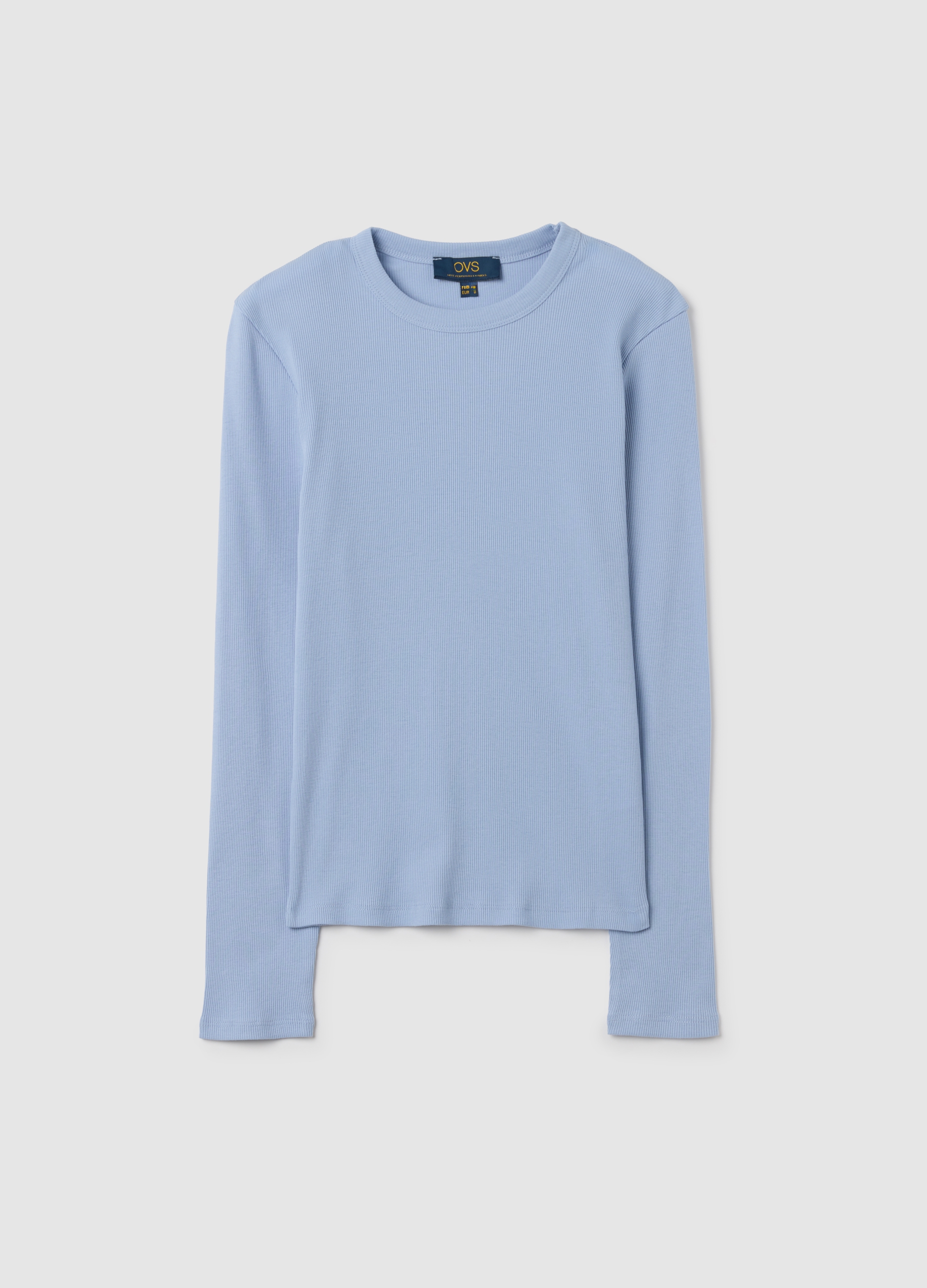 Camiseta Azul De Algodón Puro, Ajuste Regular, Mujer, Azul Azur, Talla: 42