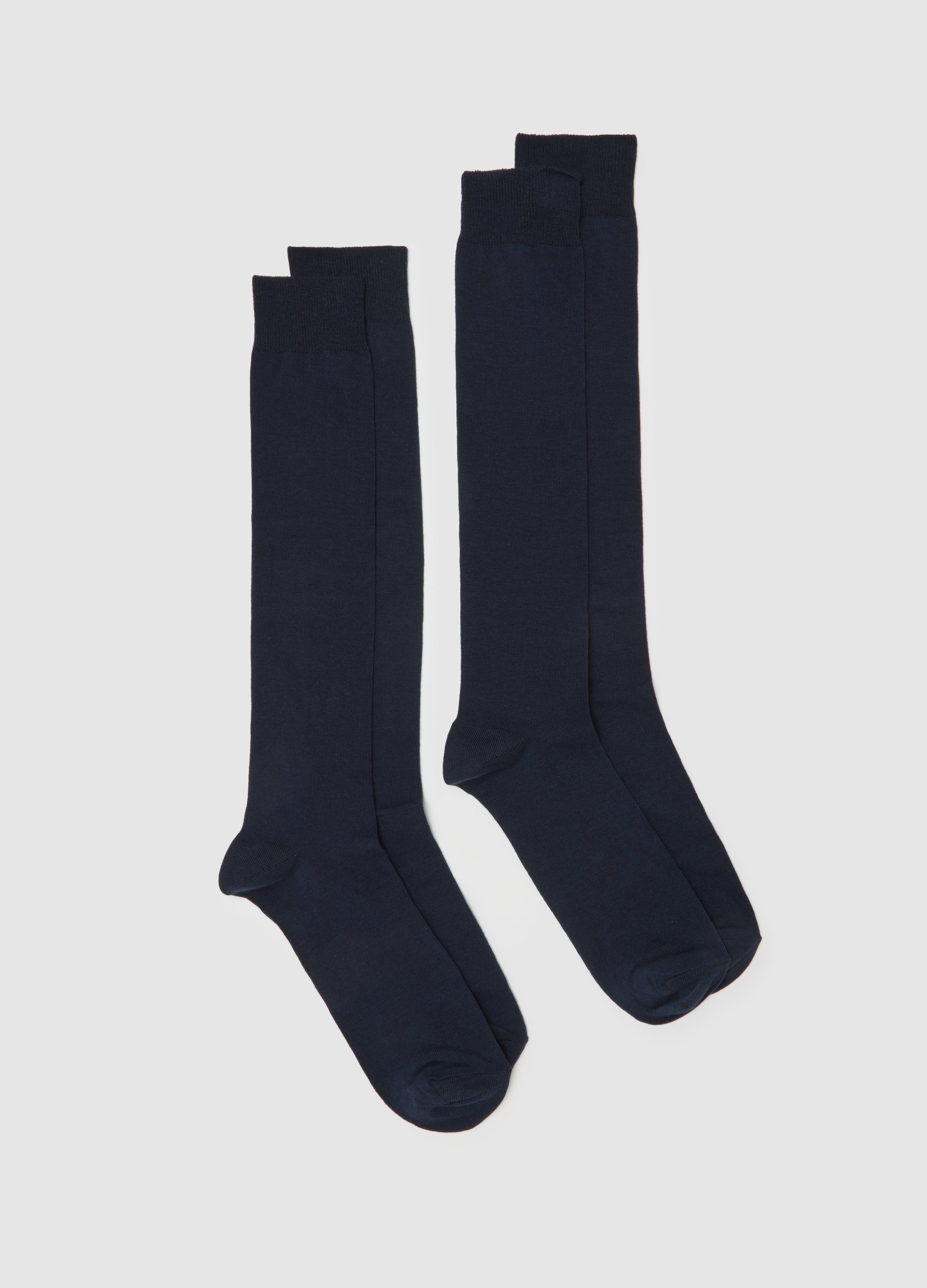 Pack De Dos Calcetines Largos Azul De Algodón Elástico, Hombre, Azul oscuro, Talla: 38/42