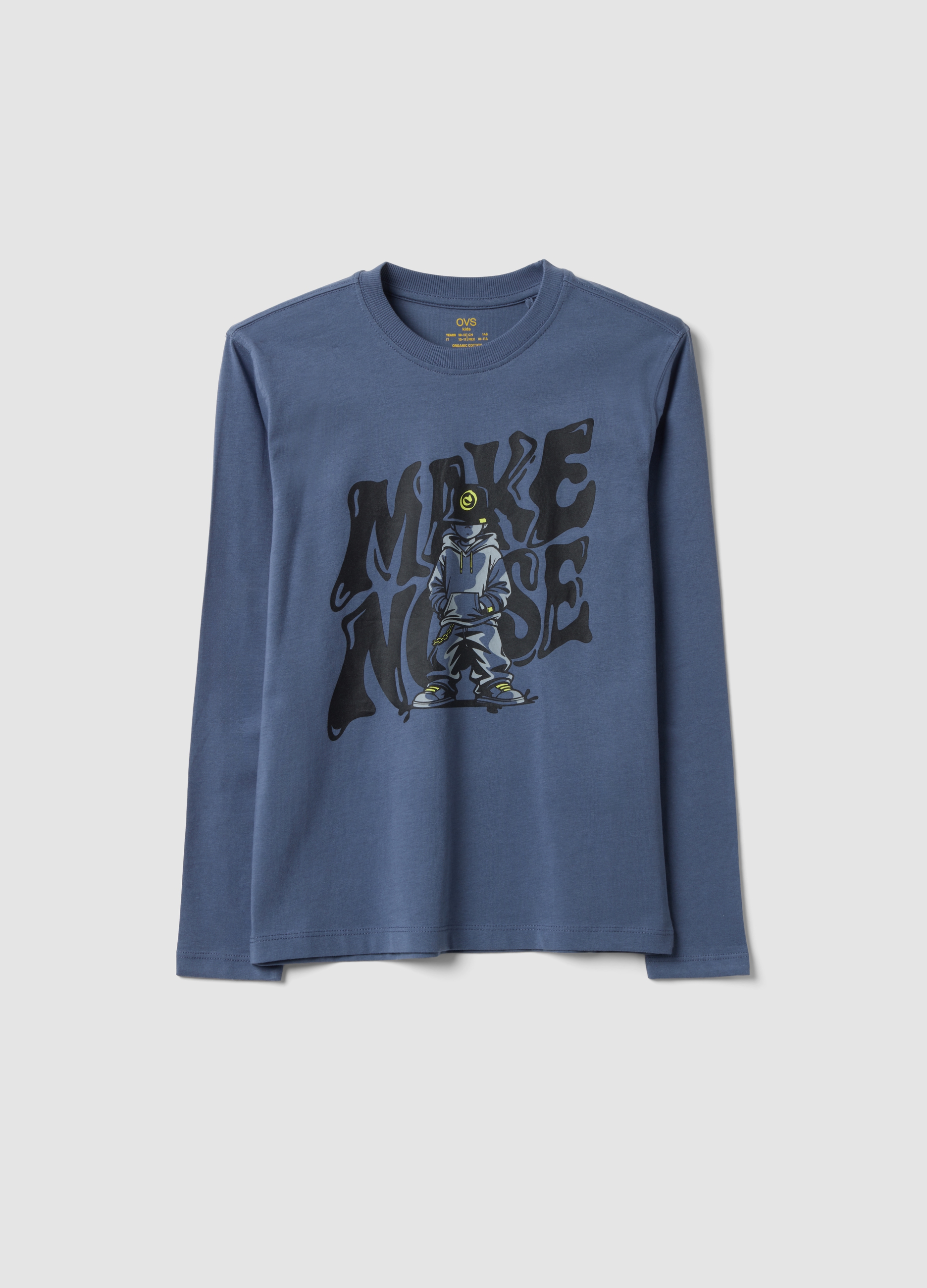OVS KIDS, T-shirt Grigia Relaxed Fit In Puro Cotone Organico Per Ragazzo, Bambino, Grigio, Taglia: 10-11