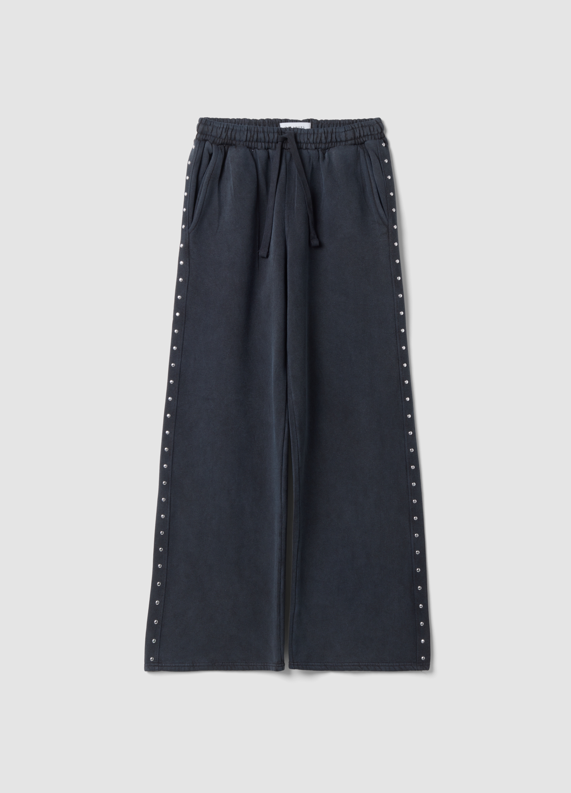 B.ANGEL, Jogger Grigi Wide Leg In Misto Cotone Con Strass, Donna, Grigio, Taglia: XL