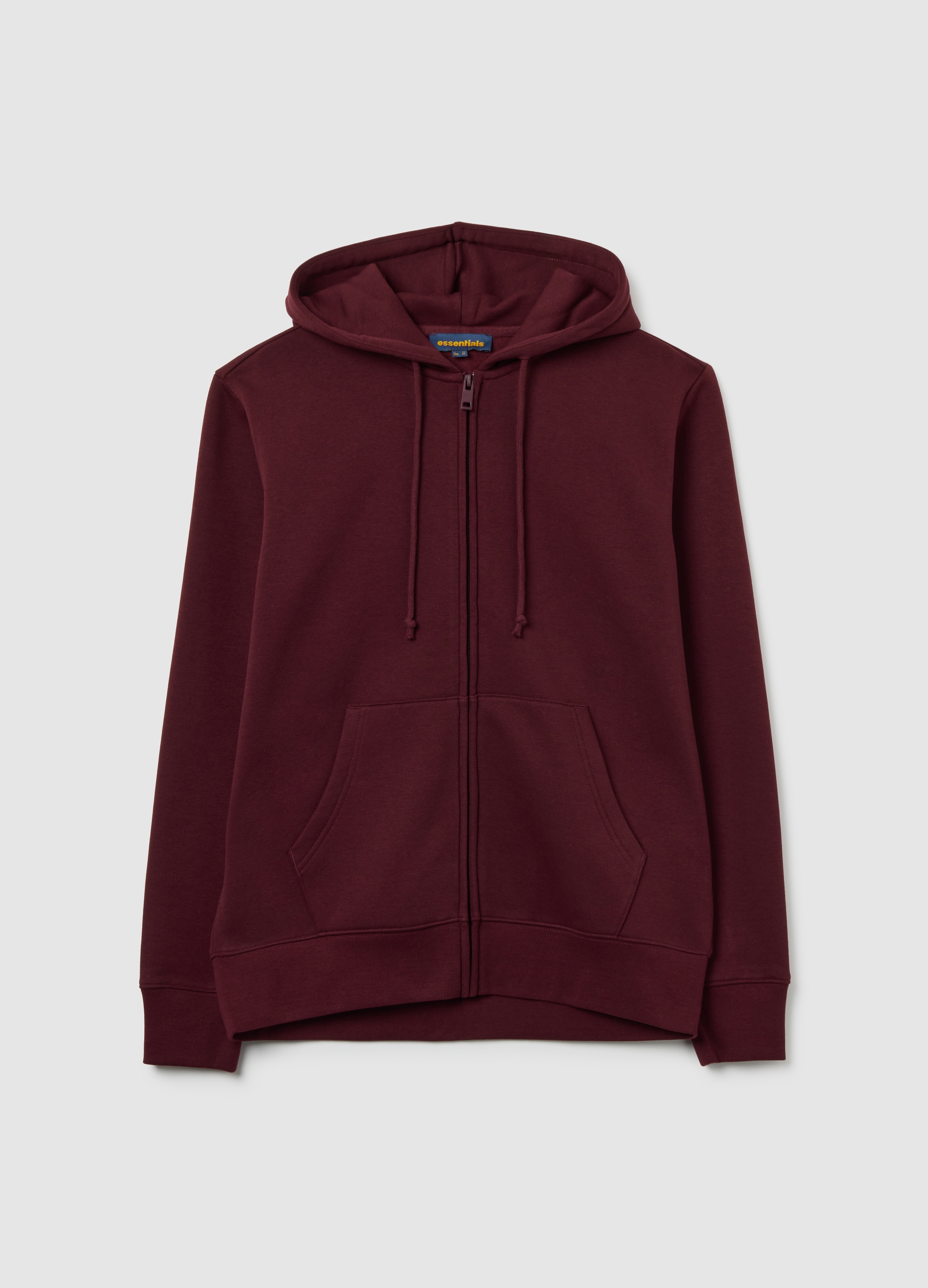 Sudadera Roja De Mezcla De Algodón Regular Fit Con Capucha Y Cremallera, Hombre, Rojo Oscuro, Talla: M