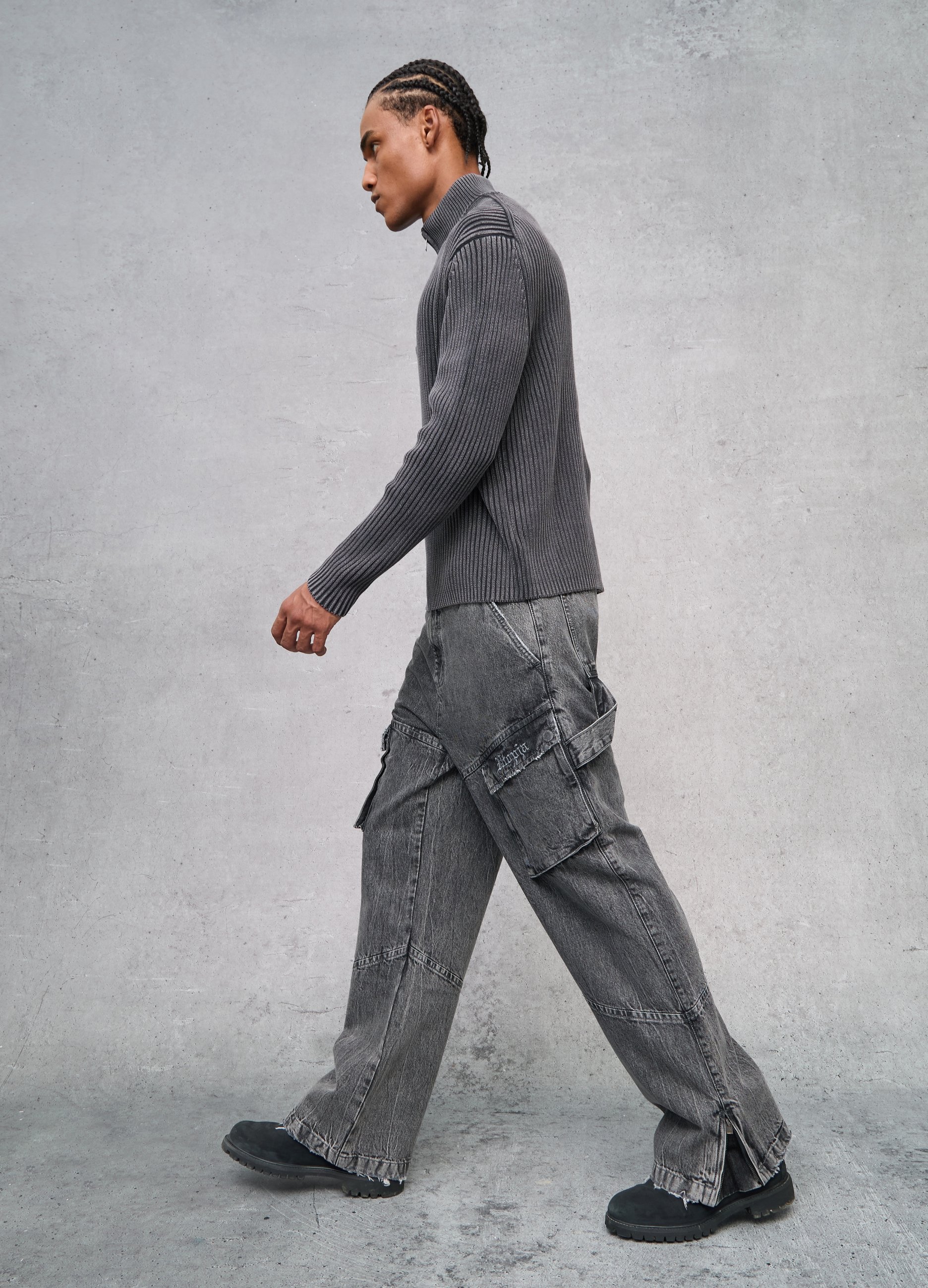 Cargo Denim Washed Grey, Hombre, Gris oscuro, Talla: XL