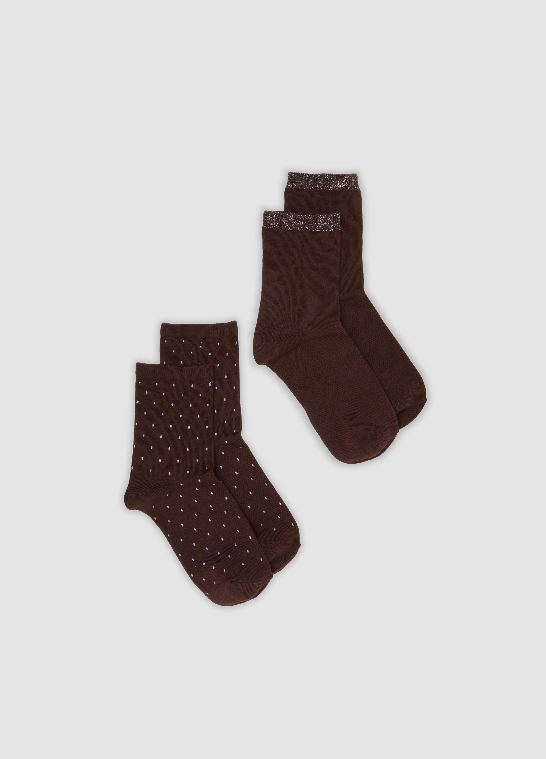 OVS, Bipack Di Calzini Marroni In Misto Cotone Organico Con Fantasia, Donna, Marrone, Taglia: 39-41