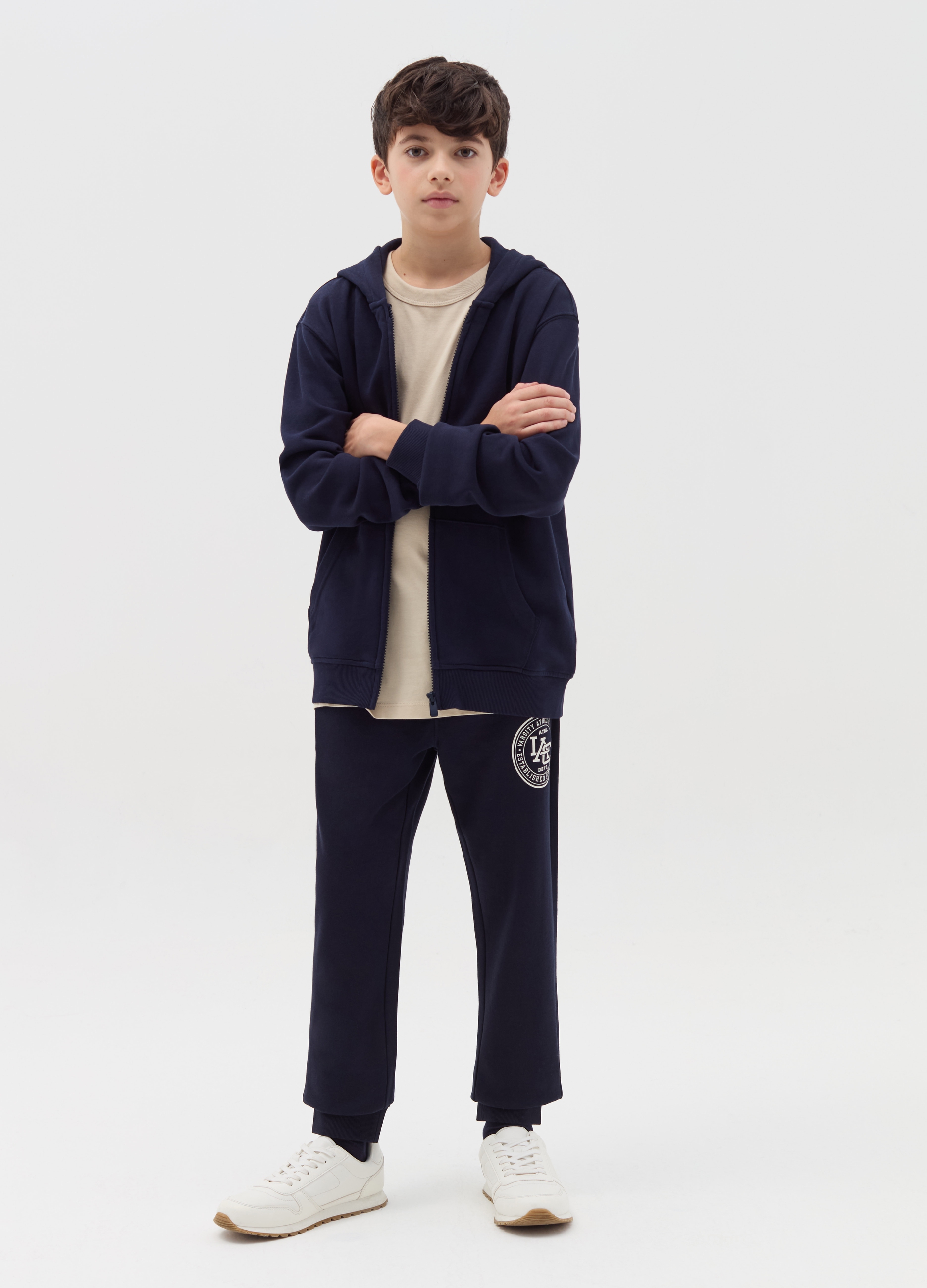 OVS KIDS, Joggers Con Stampa "varsity Athletic Team", Bambino, Blu, Taglia: 14-15
