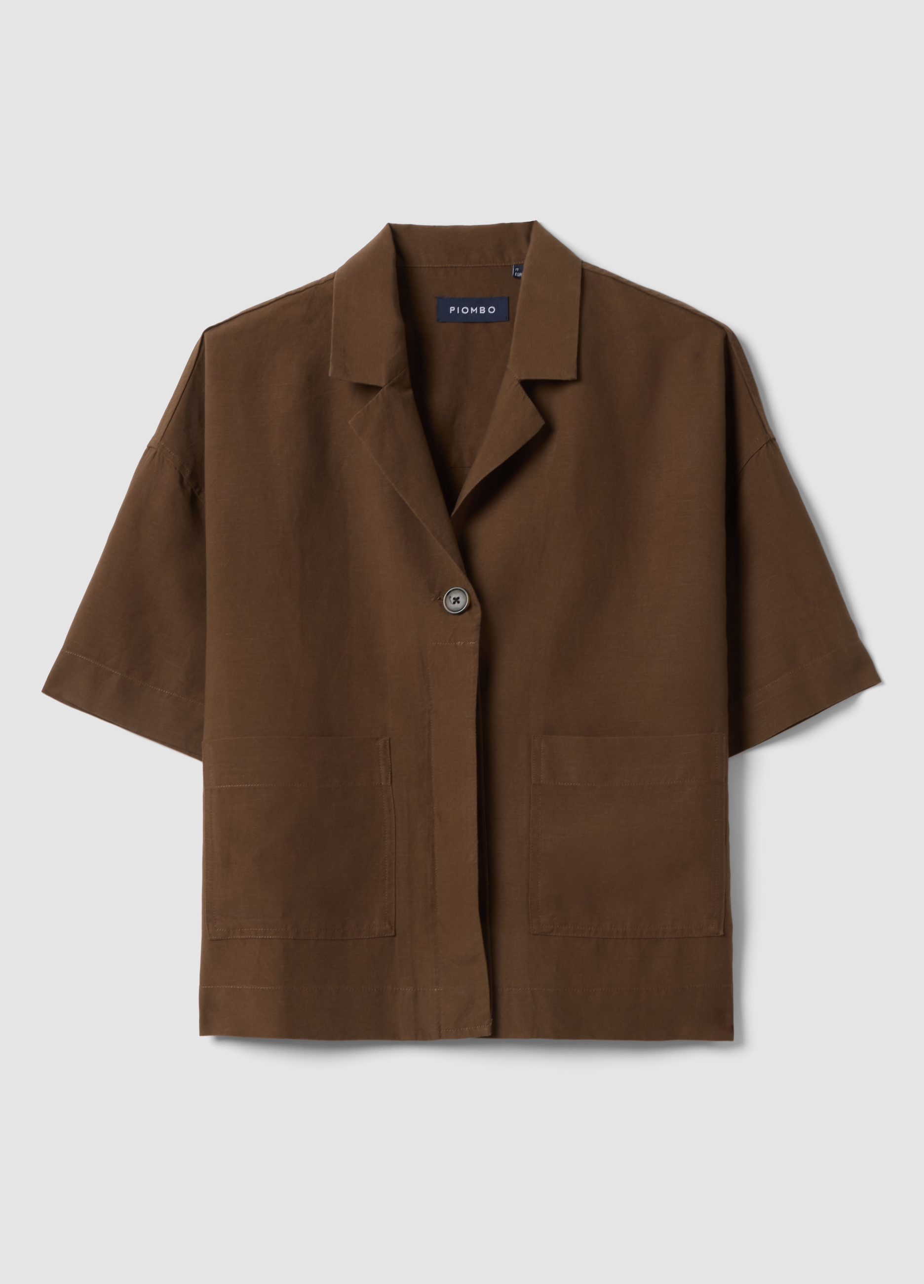 Piombo Contemporary, Americana Regular Fit En Mezcla De Lyocell Y Lino Marrón, Mujer, Marrón oscuro, Talla: 34