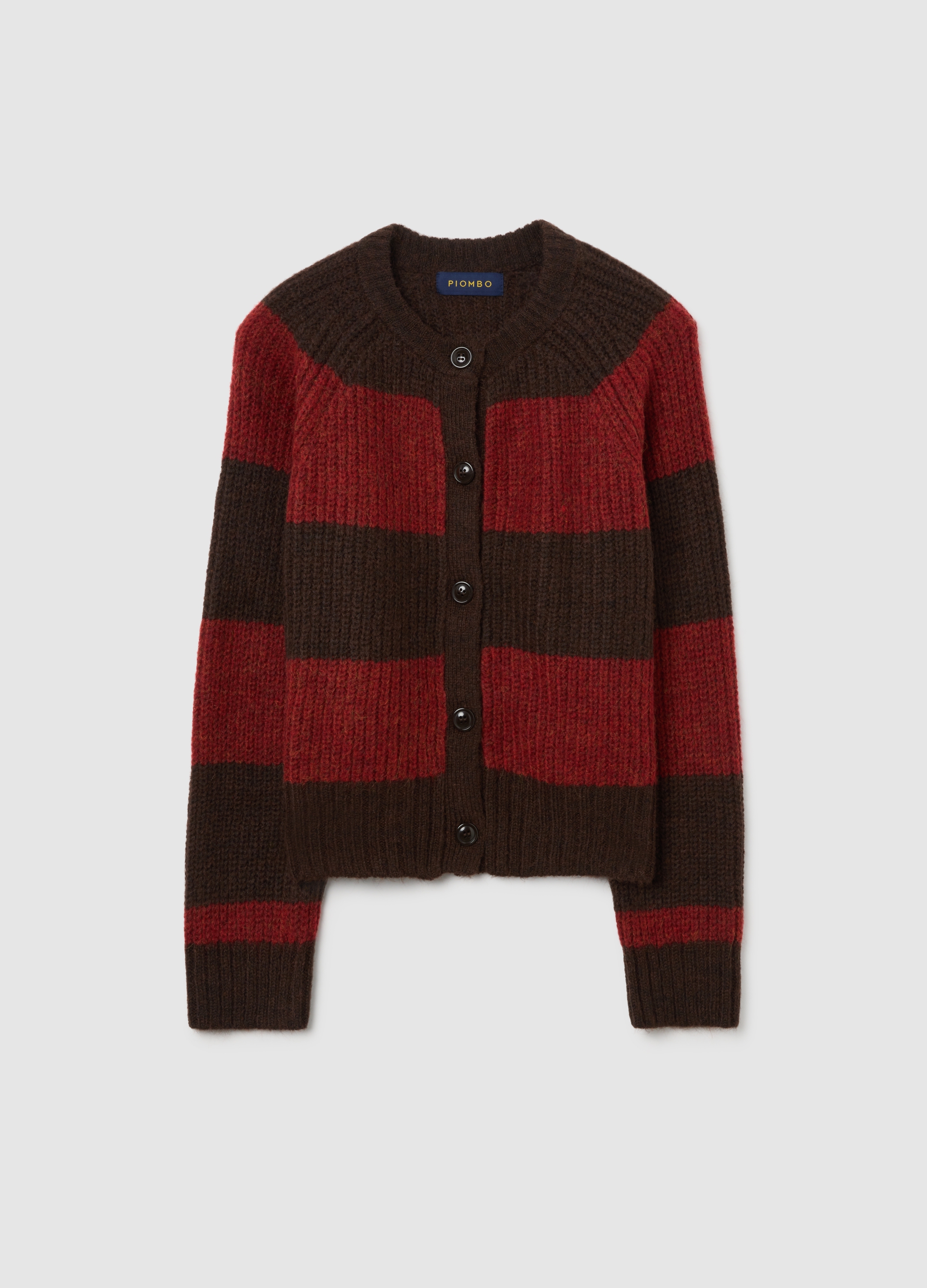 PIOMBO, Cárdigan De Rayas Multicolor Ajuste Regular, Mujer, Marrón/Rojo, Talla: 40