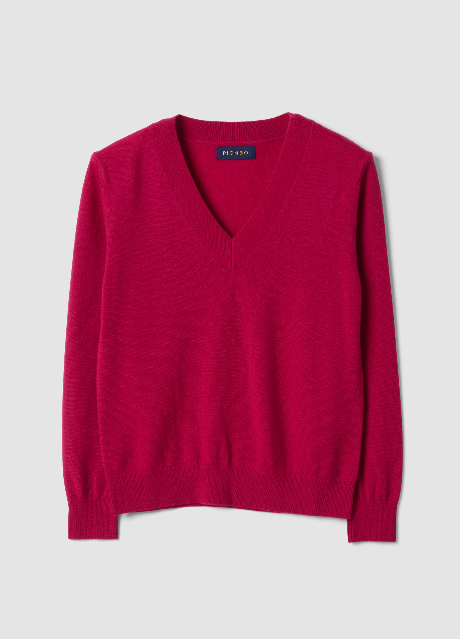 PIOMBO, Maglia Rossa In Pura Lana Con Scollo Profondo A V, Donna, Rosso, Taglia: XL