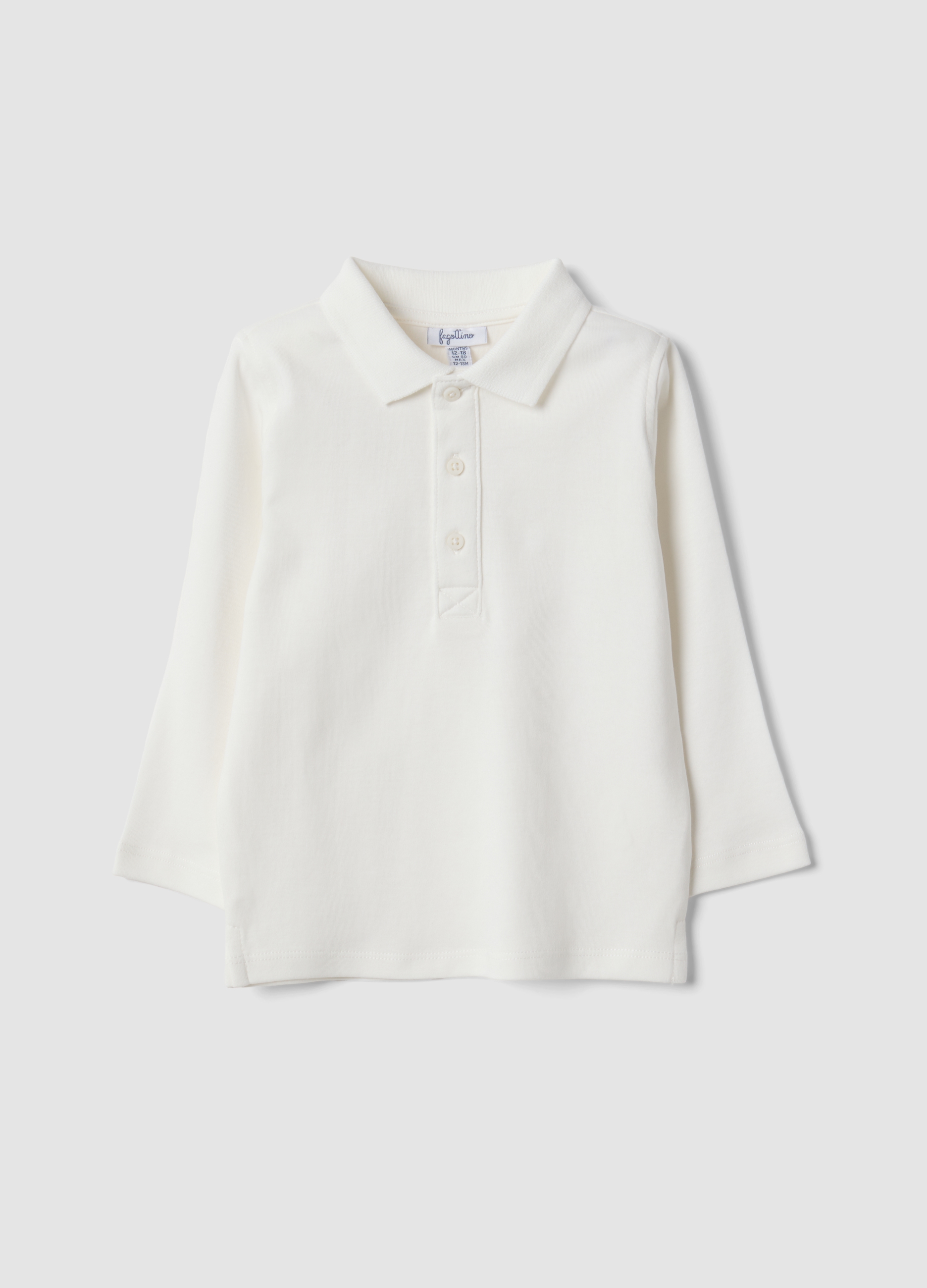FAGOTTINO, Polo Bianca In Puro Cotone Organico A Maniche Lunghe Per Bimbo, Bambino, Bianco, Taglia: 30-36