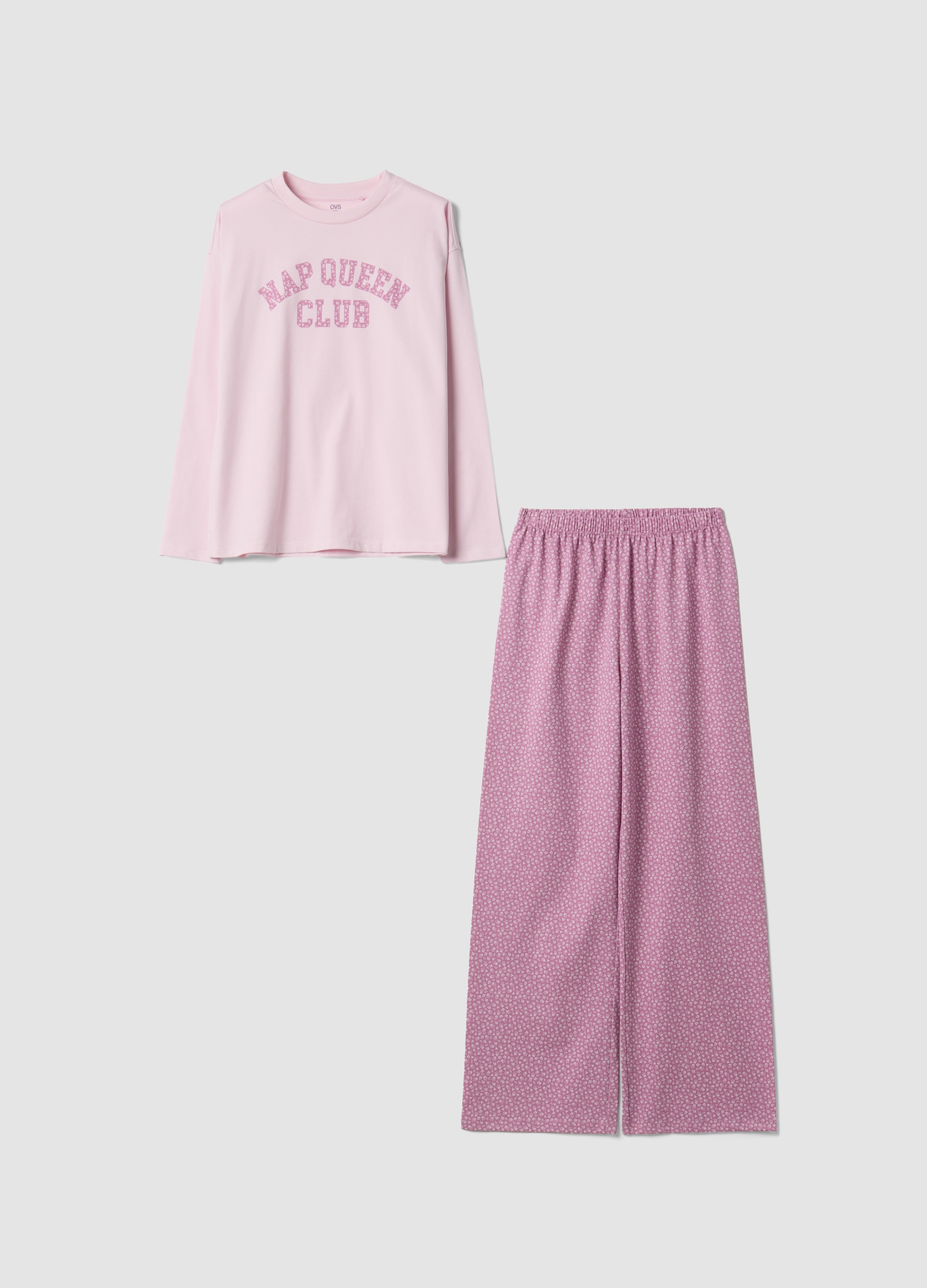 OVS KIDS, Pigiama Rosa In Puro Cotone Organico A Girocollo Per Ragazza, Bambina, Rosa, Taglia: 11-12