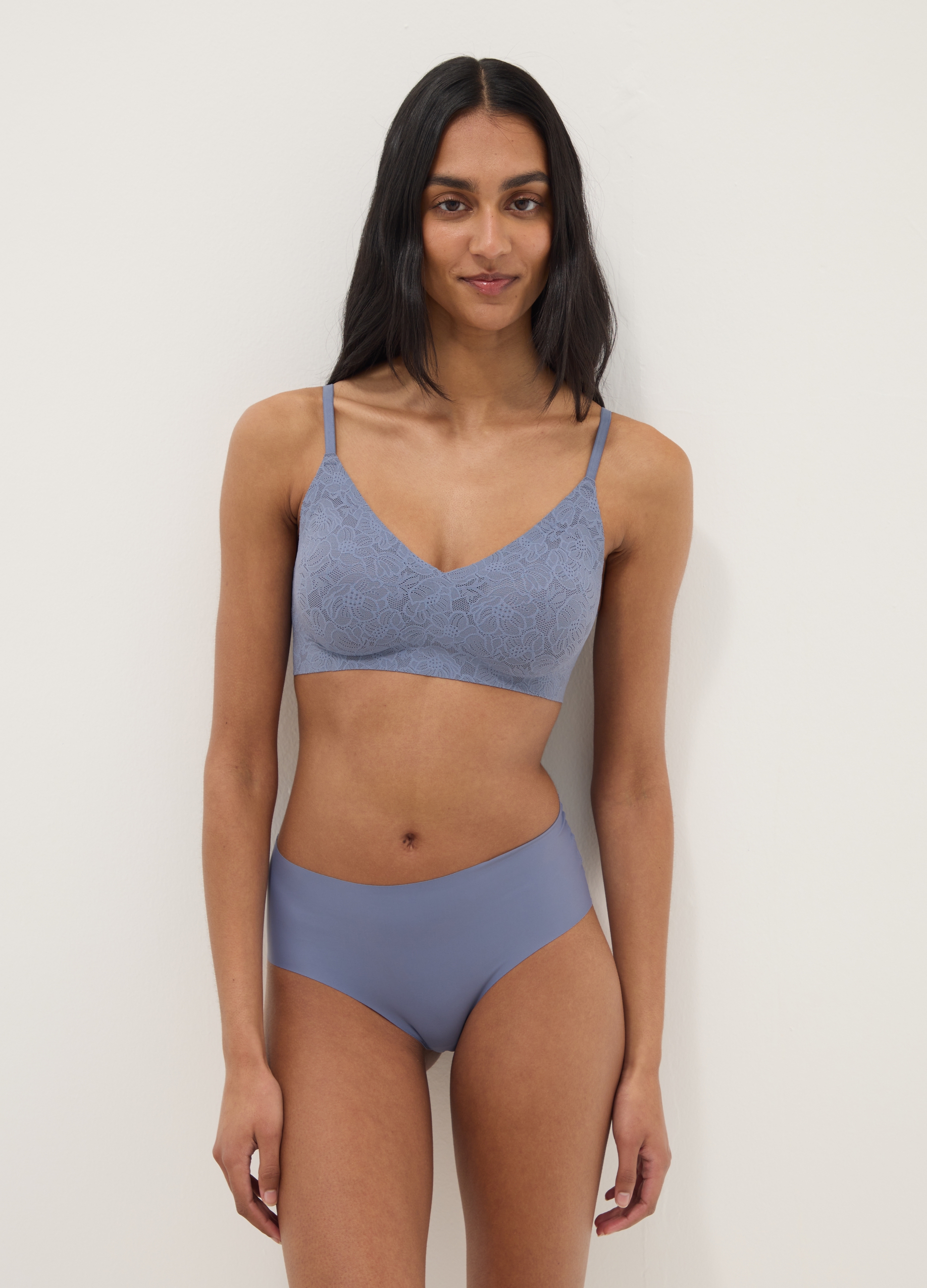 Blue Regular Fit Briefs With Lace Back, Mujer, Azul oscuro, Talla: 5