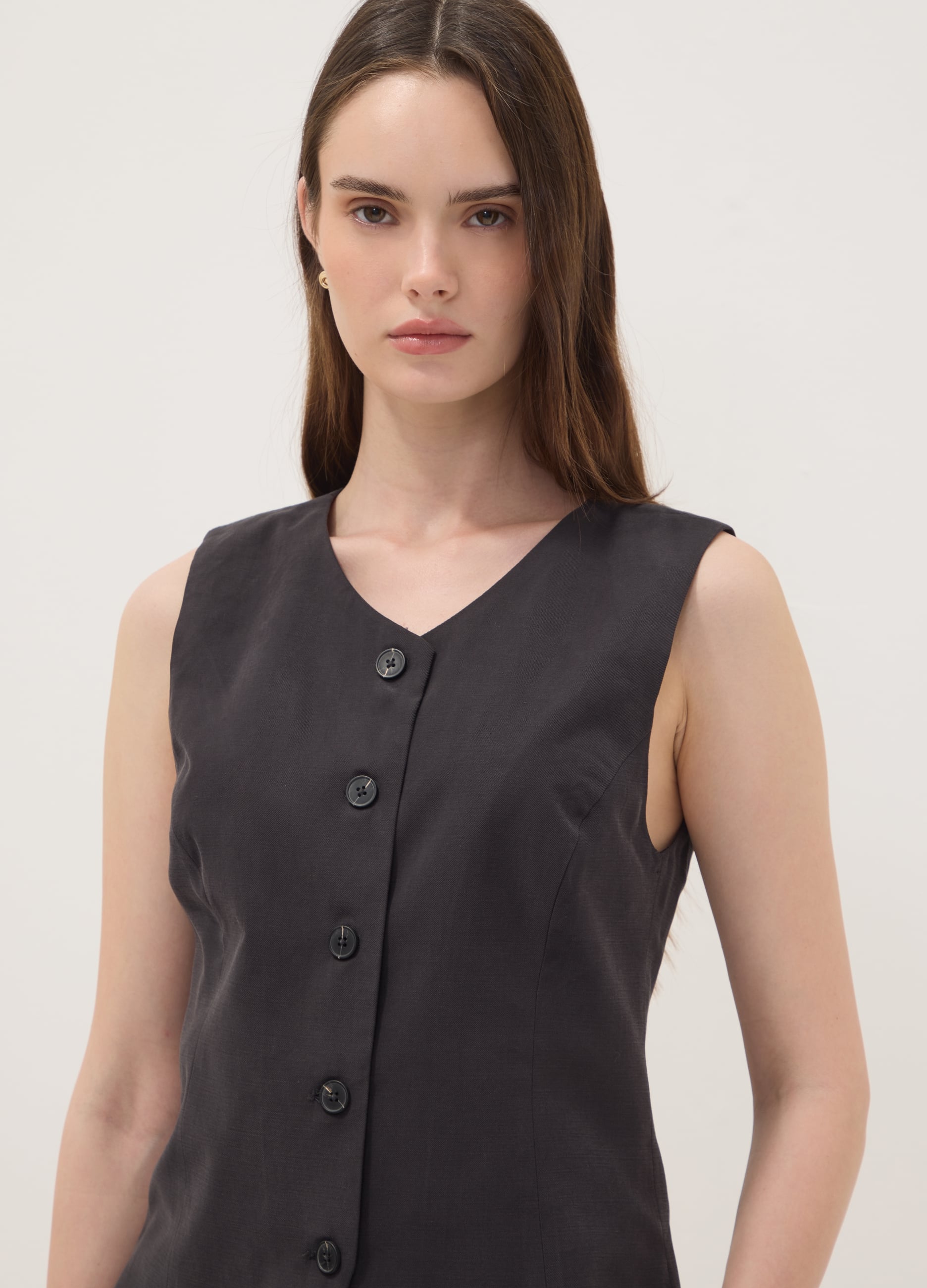 OVS, Gilet Nero In Misto Viscosa Slim Fit, Donna, Nero, Taglia: 46