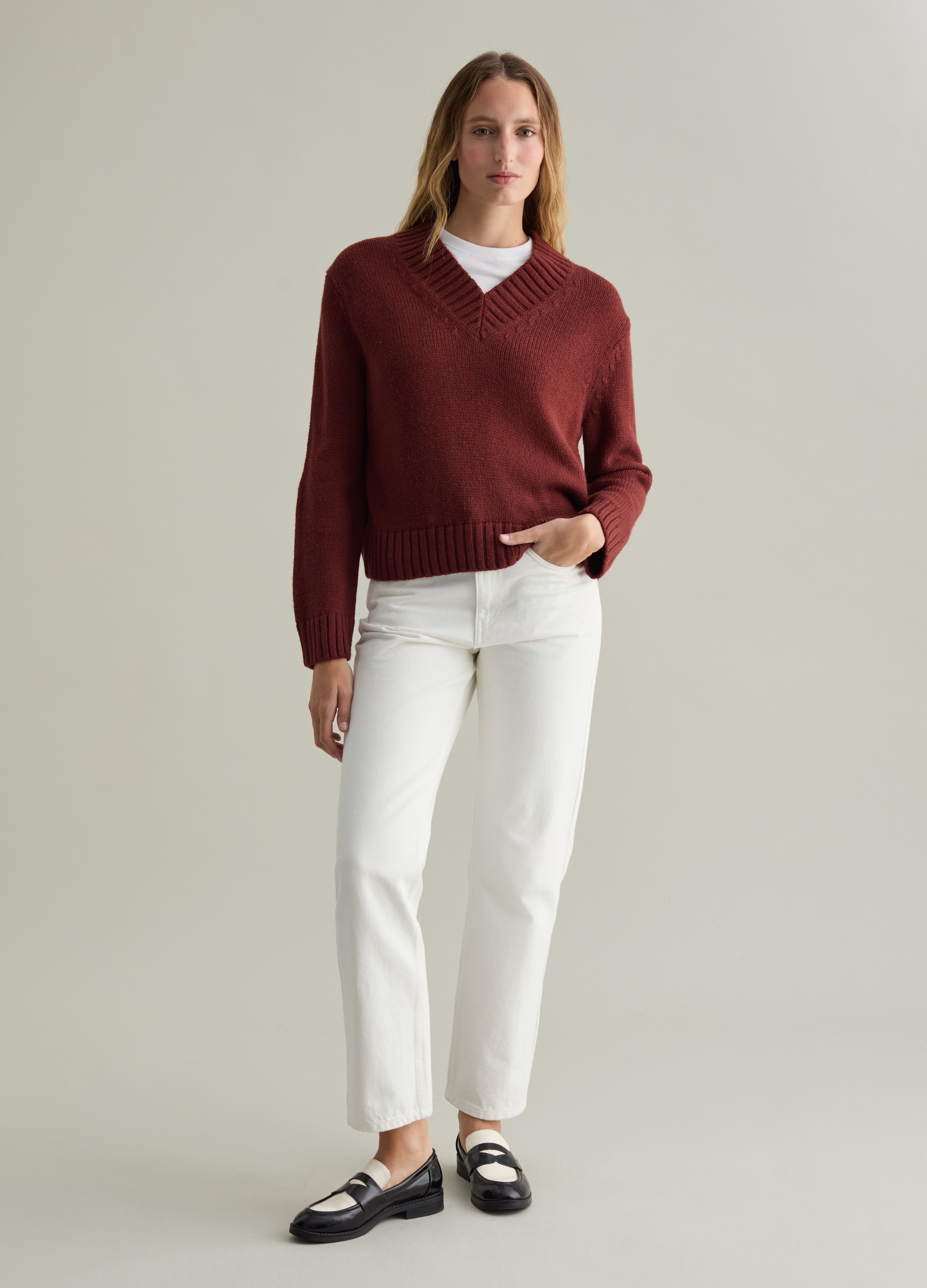 PIOMBO, Pullover Con Scollo A V, Donna, Marrone, Taglia: XS