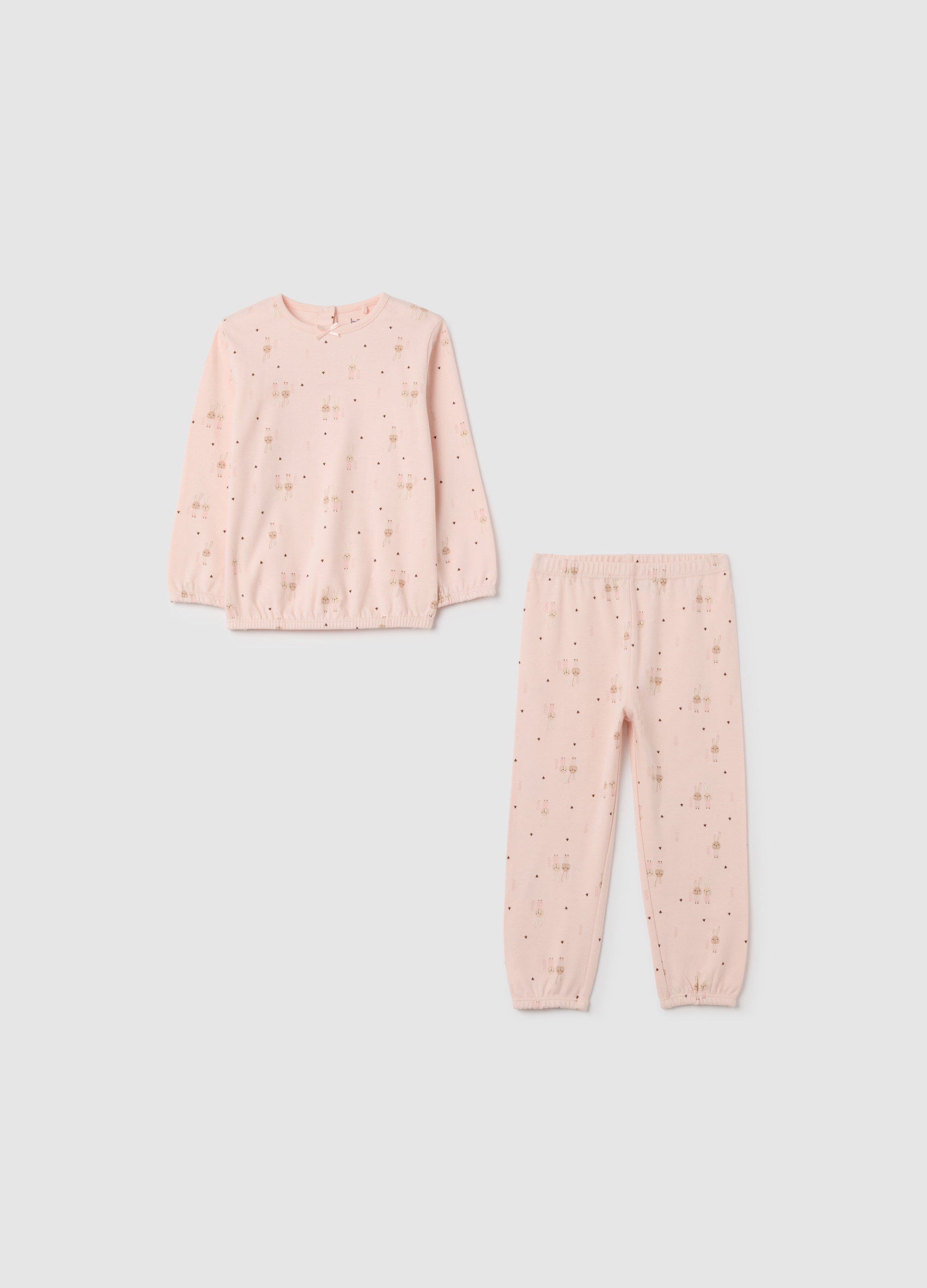 Pijama Para Niña En Puro Algodón Rosa De Ajuste Regular, Niña, Rosa pastel, Talla: 18-24