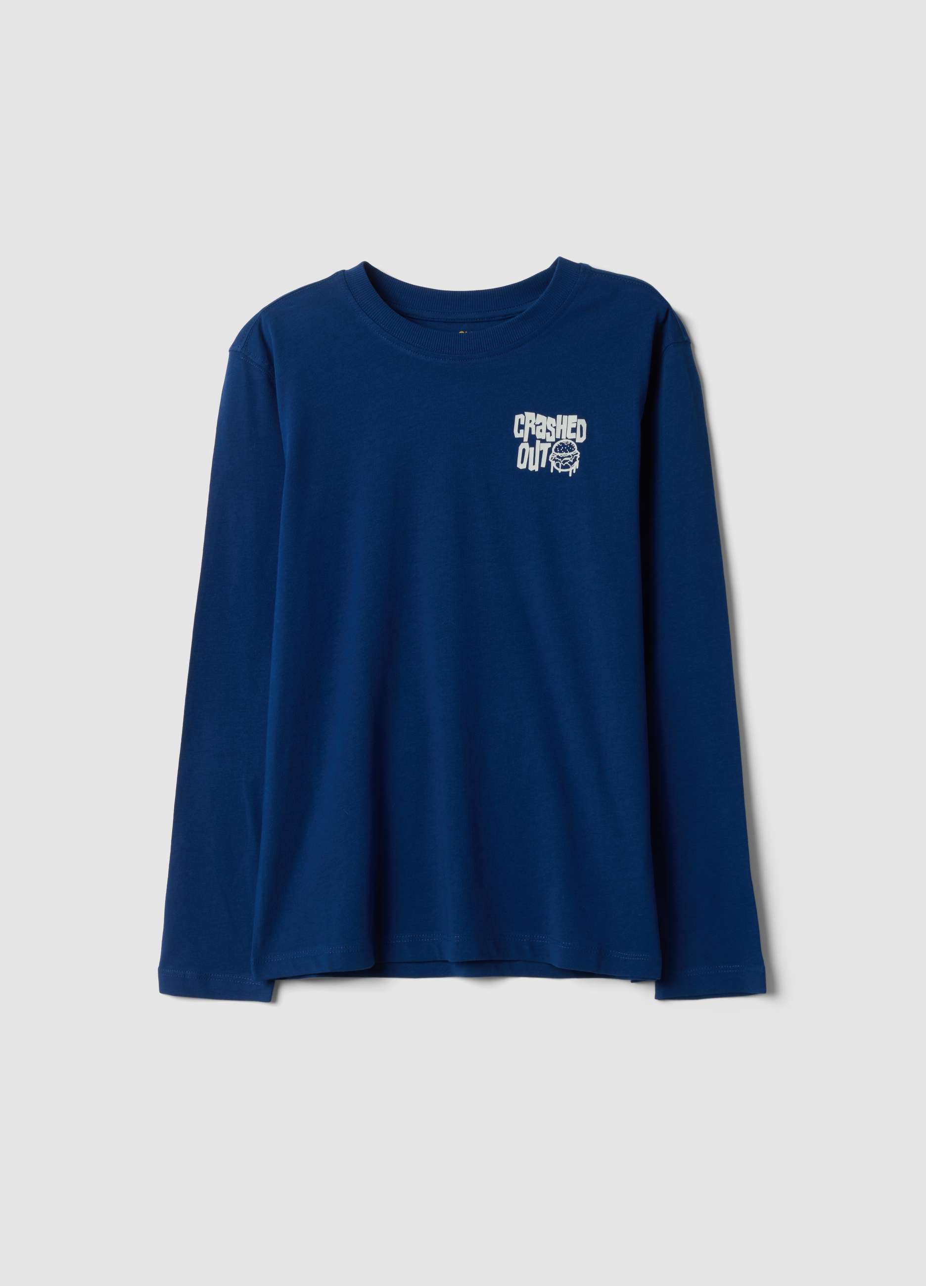 OVS KIDS, T-shirt Blu In Puro Cotone Organico Relaxed Fit Con Stampa, Bambino, Blu, Taglia: 10-11
