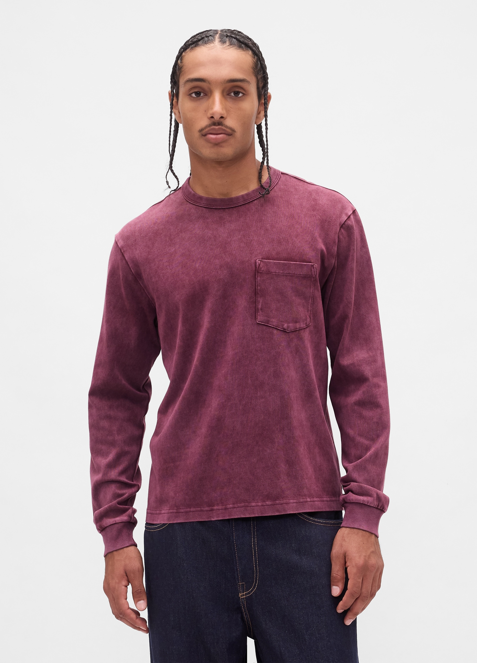 GAP, Maglia A Maniche Lunghe Con Tasca, Uomo, Rosso, Taglia: L