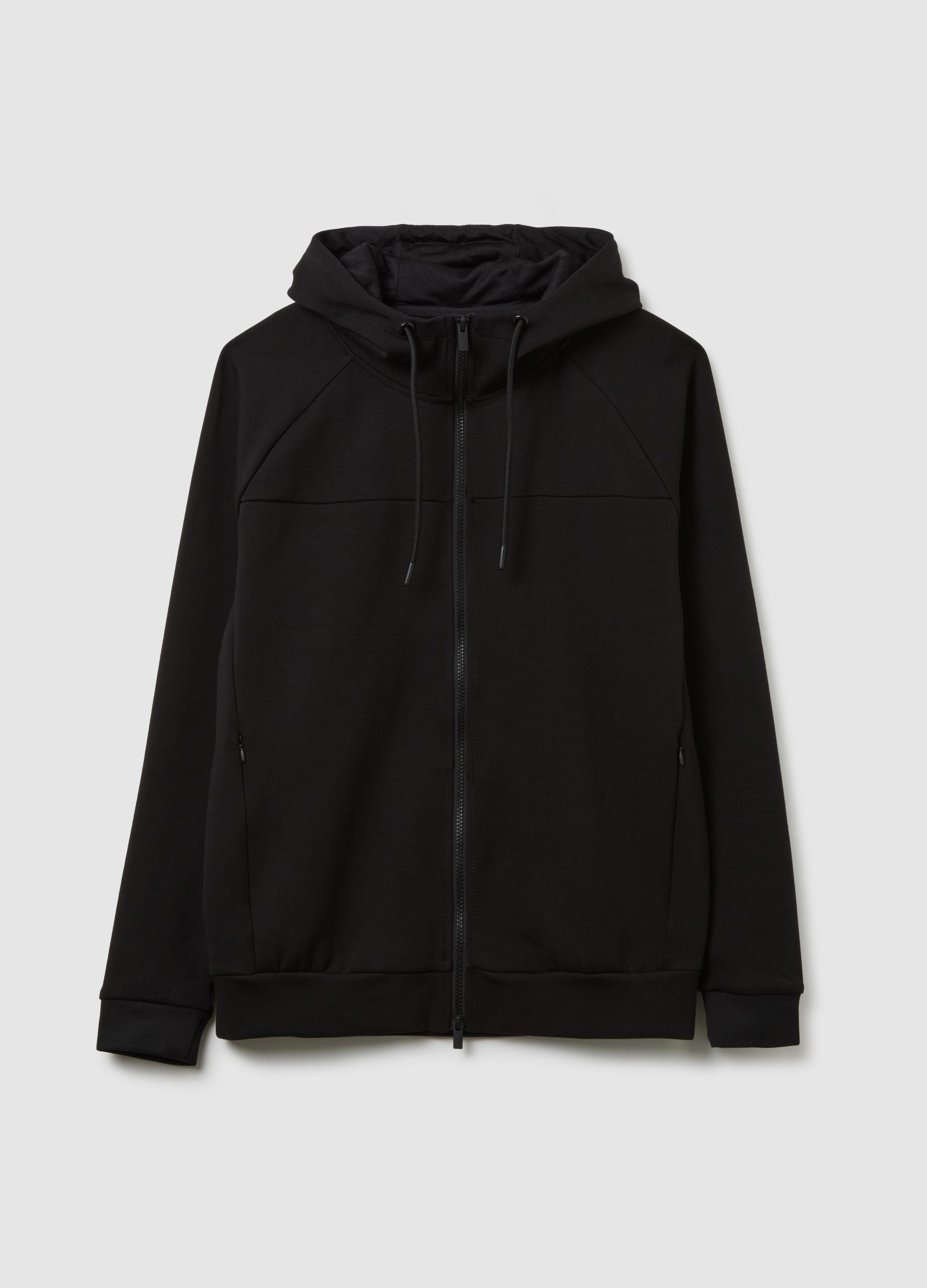 Felpa In Misto Cotone Nero Regular Fit Con Zip, Hombre, Gunmetal, Talla: S