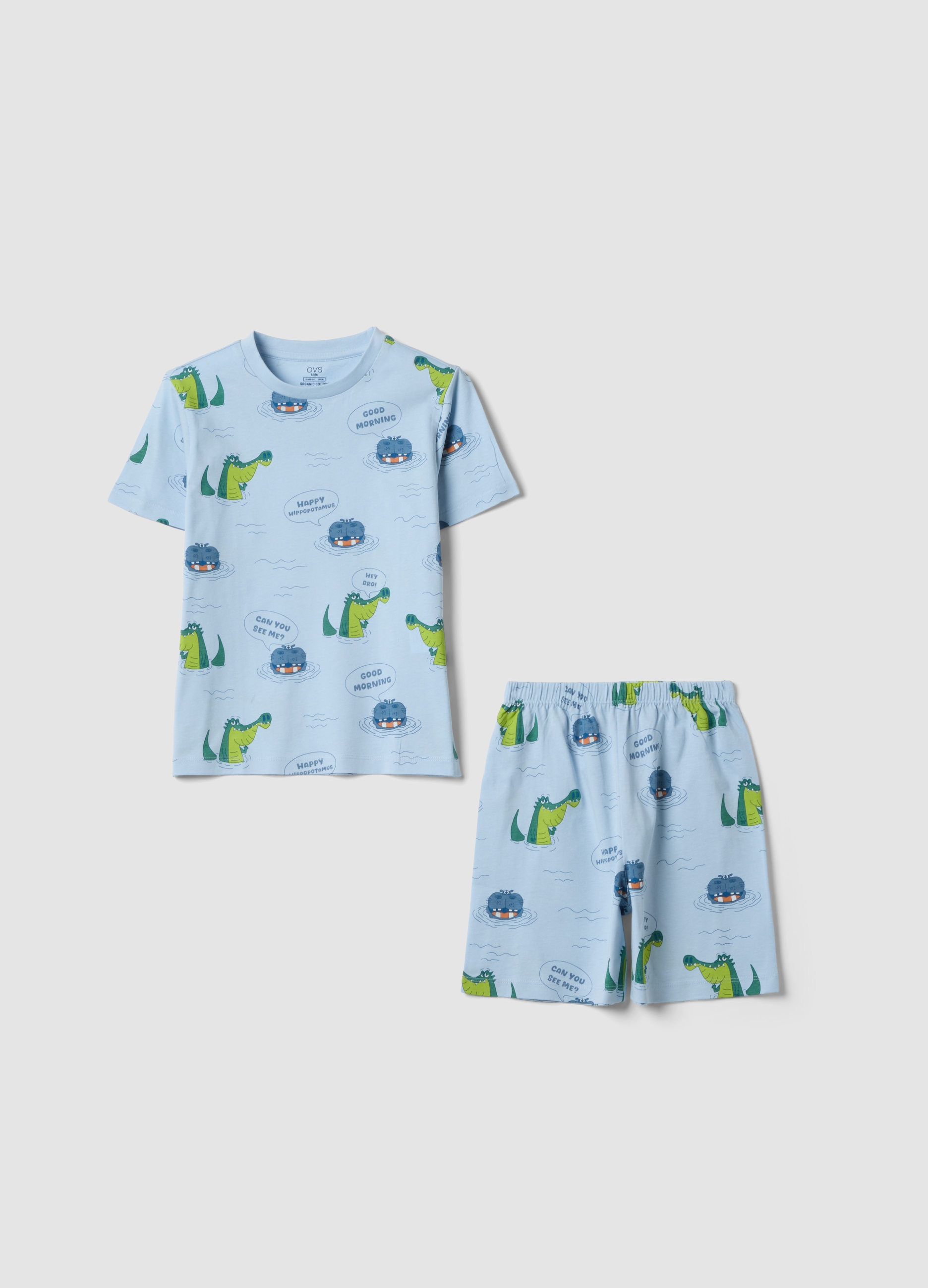 OVS KIDS, Pijama Azul Cielo De Algodón Puro Para Niños Ajuste Regular Con Estampados, Niño, Azul claro, Talla: 6-7