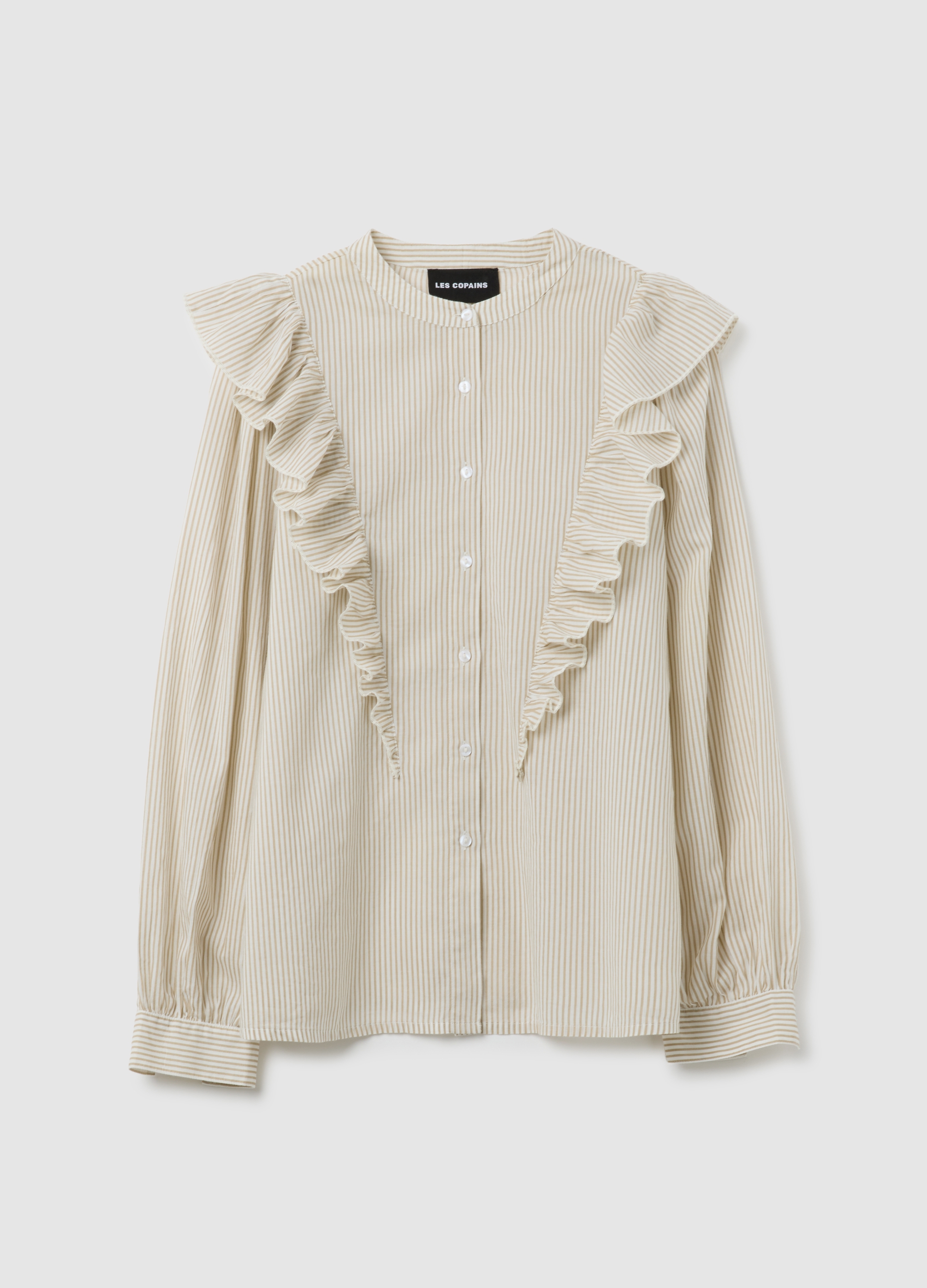 Camisa Beige De Algodón Puro Ajuste Regular, Mujer, Beige Claro, Talla: 44