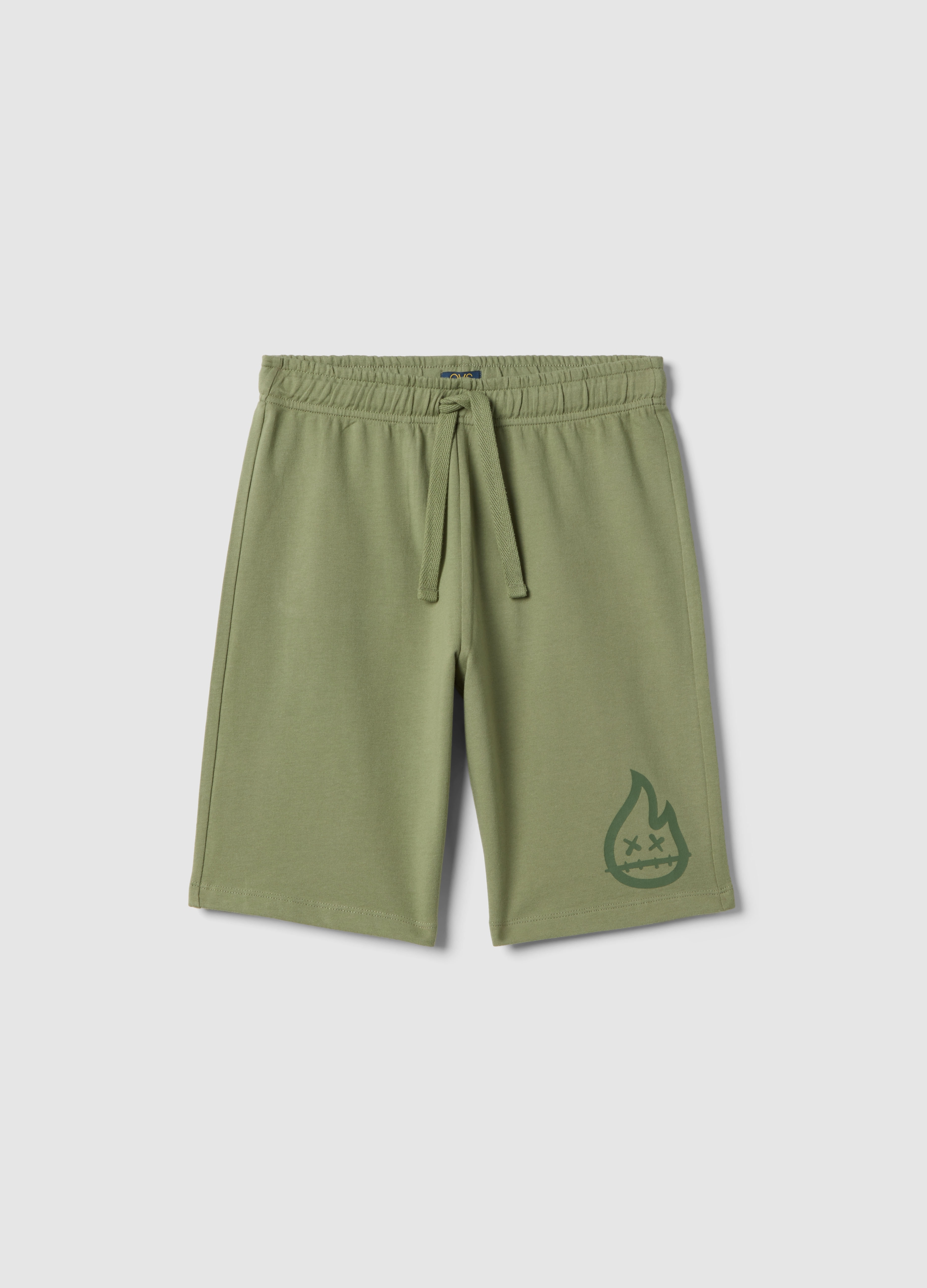 OVS KIDS, Pantalones Cortos De Algodón Puro Verde Para Chicos Ajuste Regular, Niño, Verde claro, Talla: 10-11