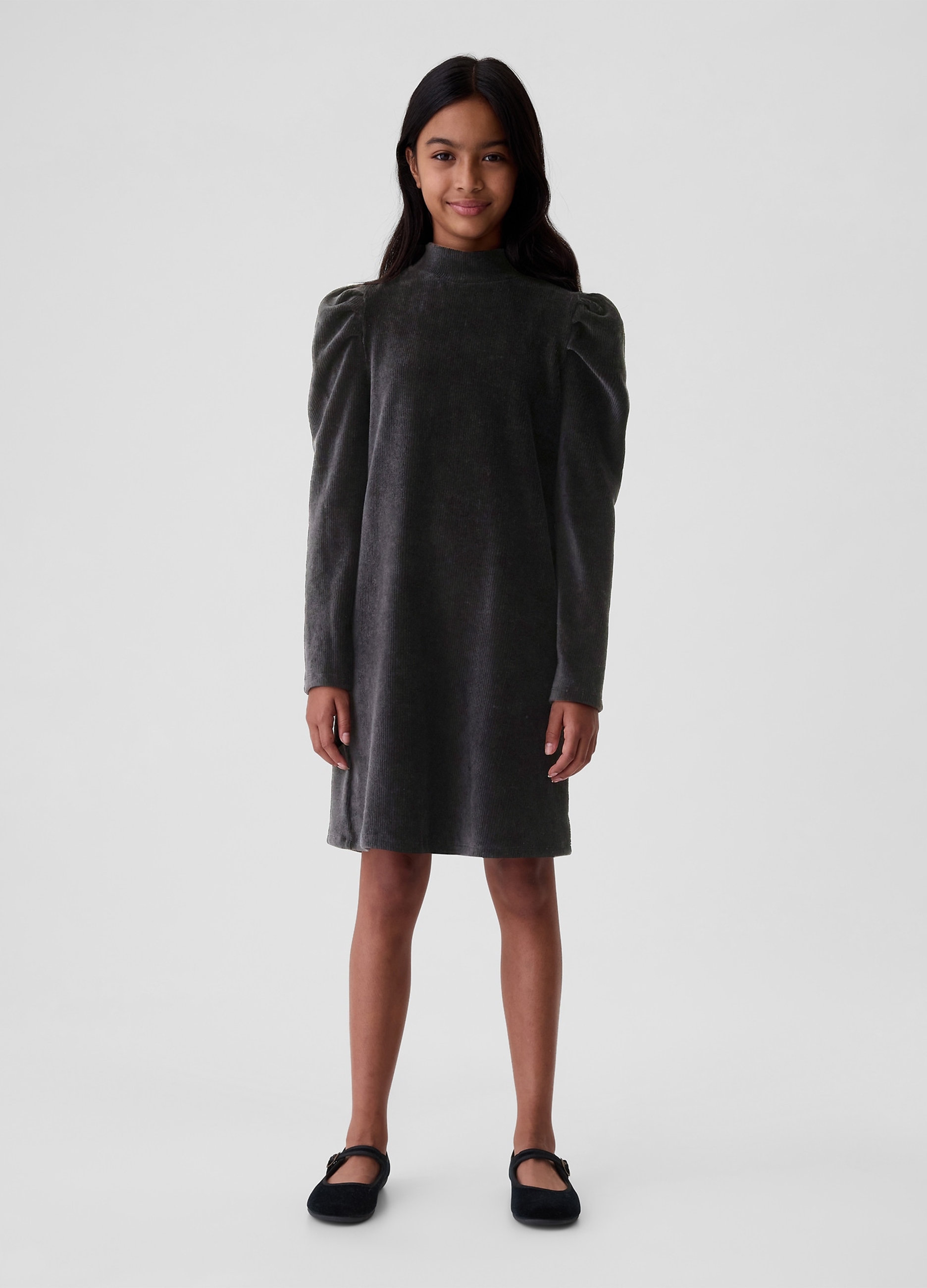 GAP KIDS, Vestito In Corduroy Con Maniche A Palloncino, Bambina, Nero, Taglia: L/137-145