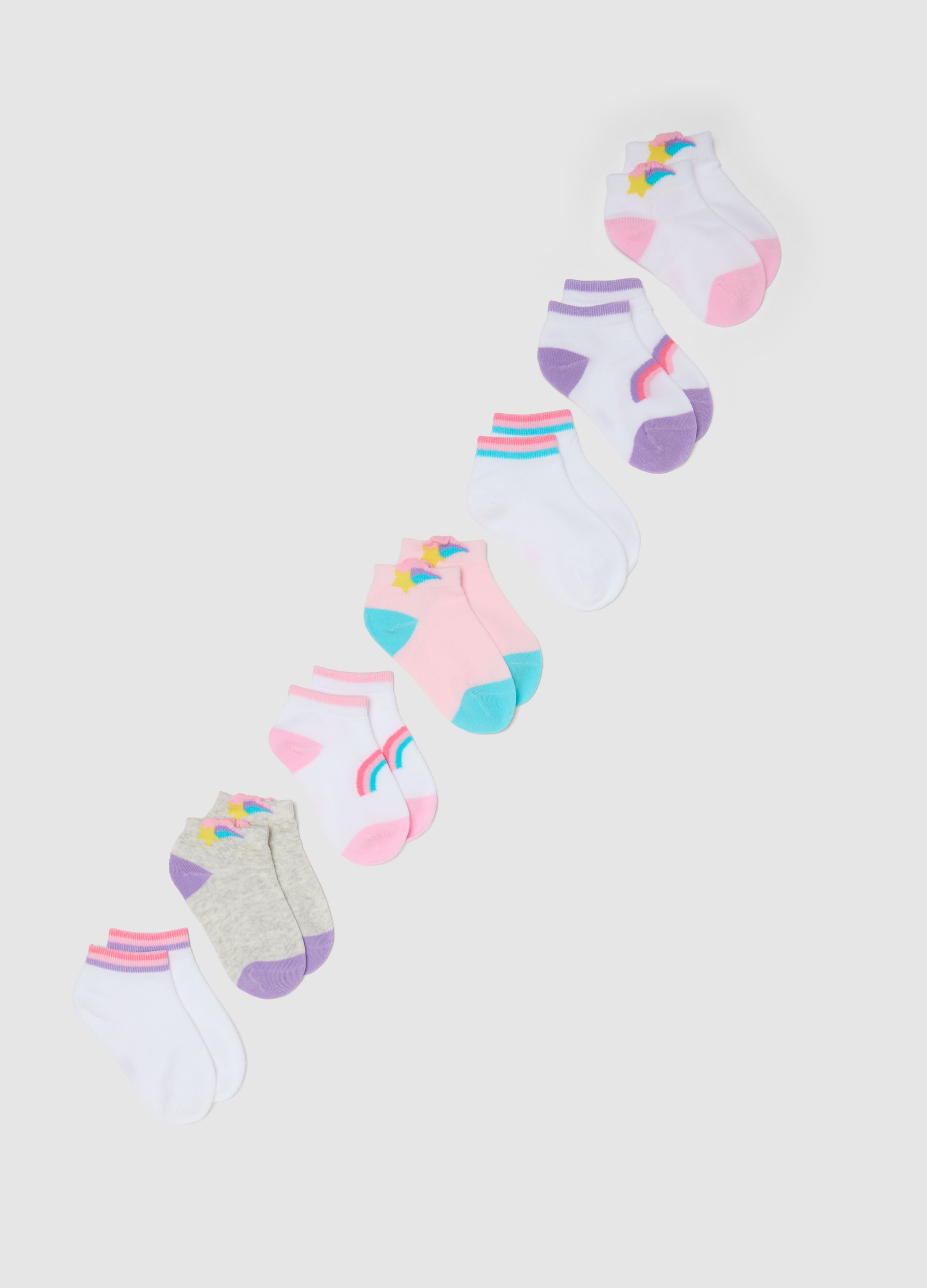 OVS KIDS, Multipack Calcetines Niña En Mezcla De Algodón Multicolor Ajuste Regular, Niña, Blanco/rosa, Talla: 34/36